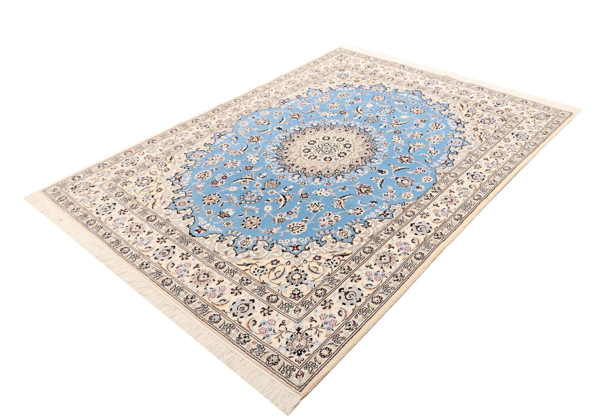 Nain Teppich 163 x 203 cm, florales Design, handgeknüpft