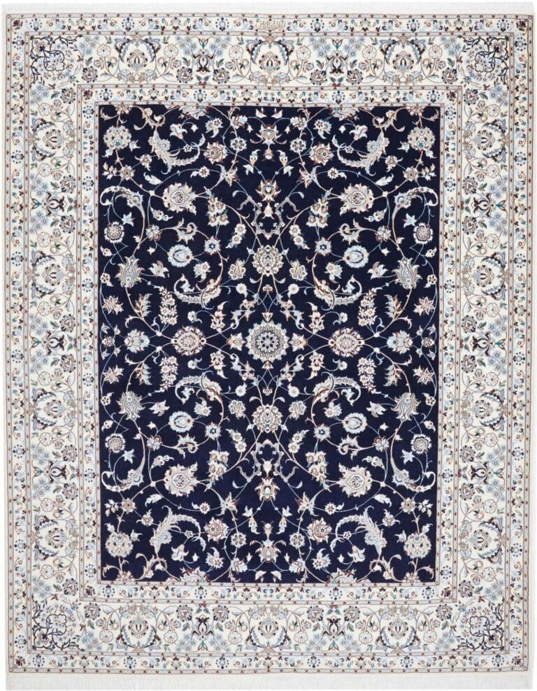 Nain Teppich 210 x 260cm, florale Muster, handgeknüpft, Perserteppich
