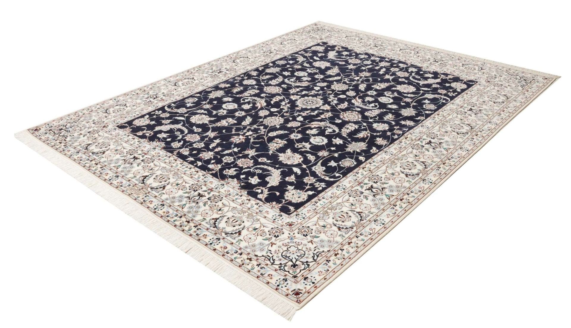Nain Teppich 210 x 260cm, florale Muster, handgeknüpft, Perserteppich