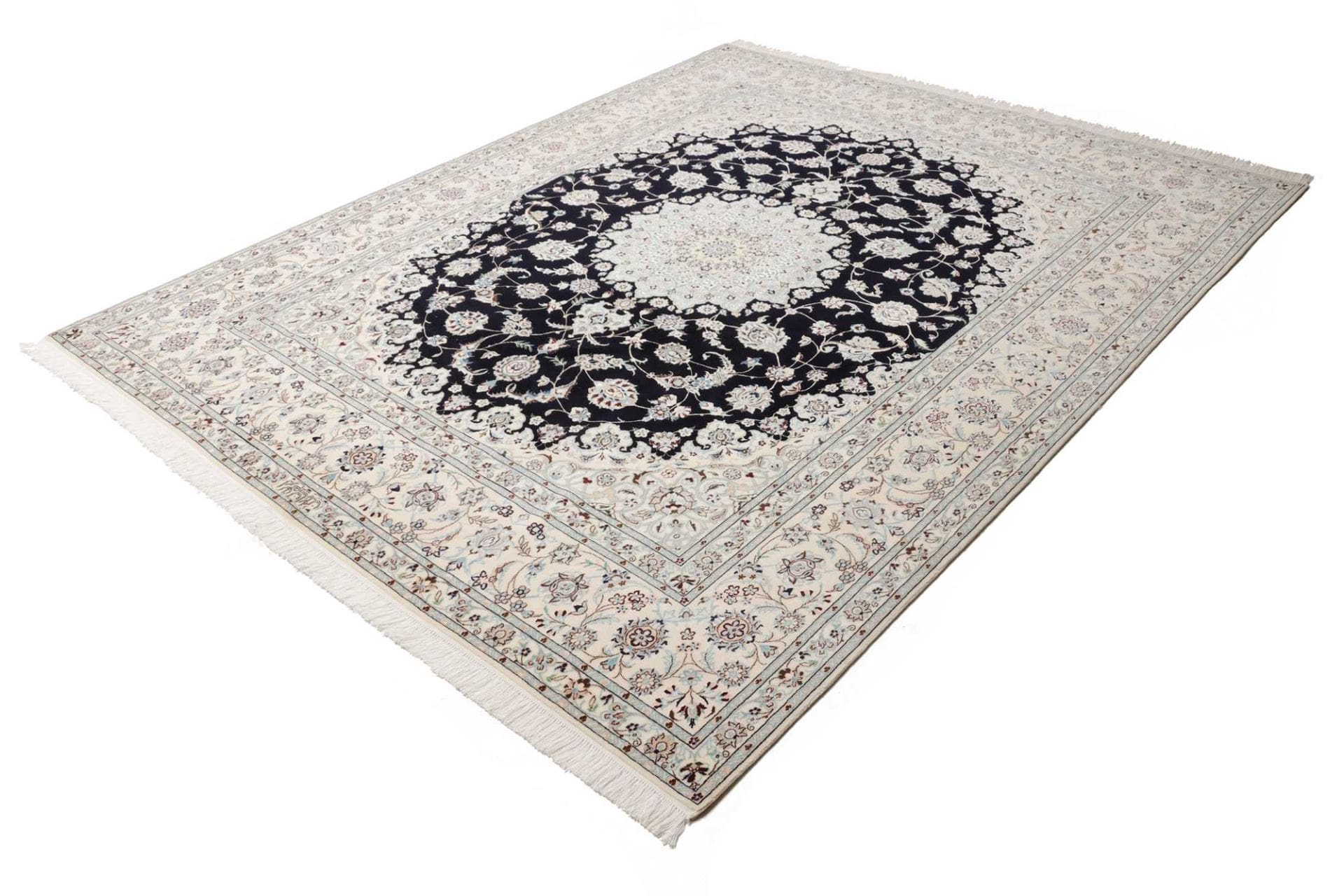 Nain Teppich 205x255cm, florales Muster, handgeknüpft, Perserteppich