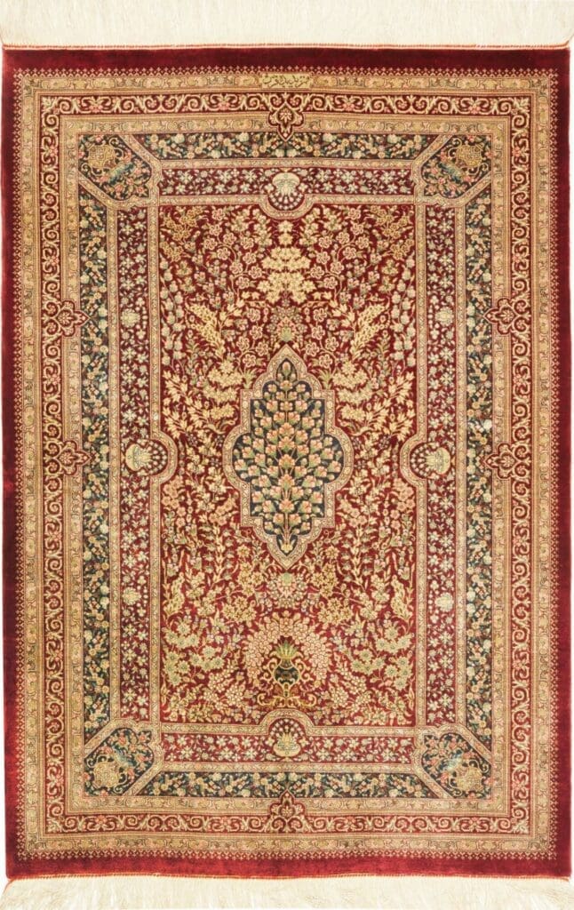 Ghom Teppich 83 x 117cm, Seide, handgeknüpft, persisch