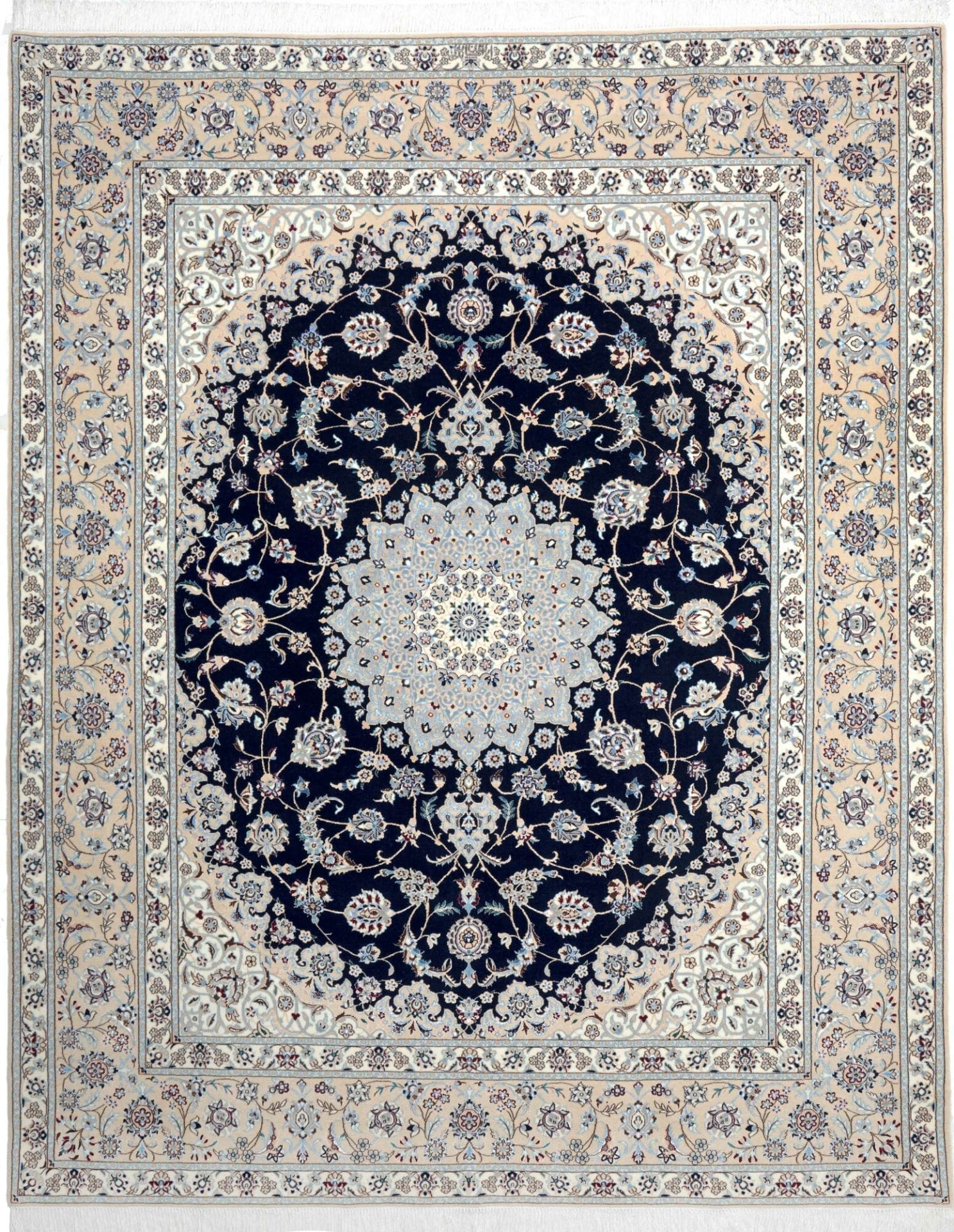 Nain Teppich 208 x 261cm, florales Muster, Schurwolle, handgeknüpft