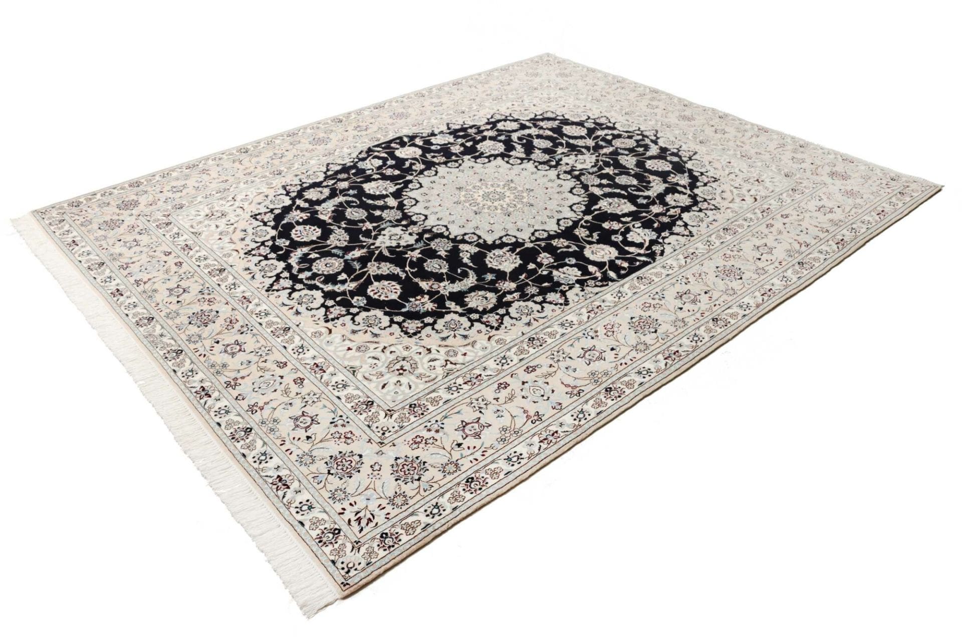 Nain Teppich 208 x 261cm, florales Muster, Schurwolle, handgeknüpft