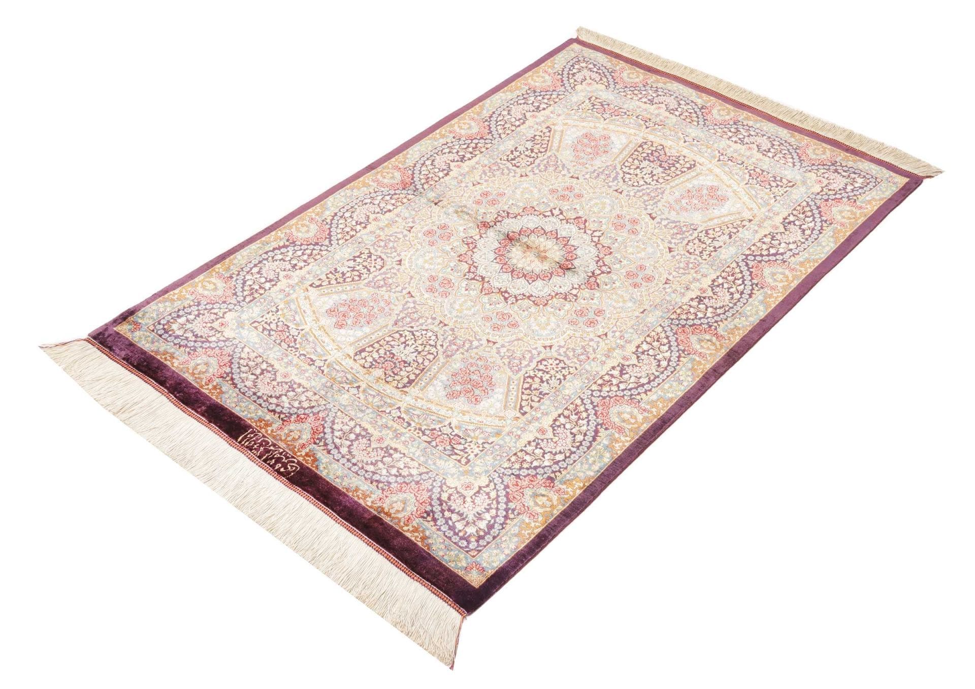 Ghom Teppich 84 x 123cm, handgeknüpft, edel aus Seide, Perserteppich