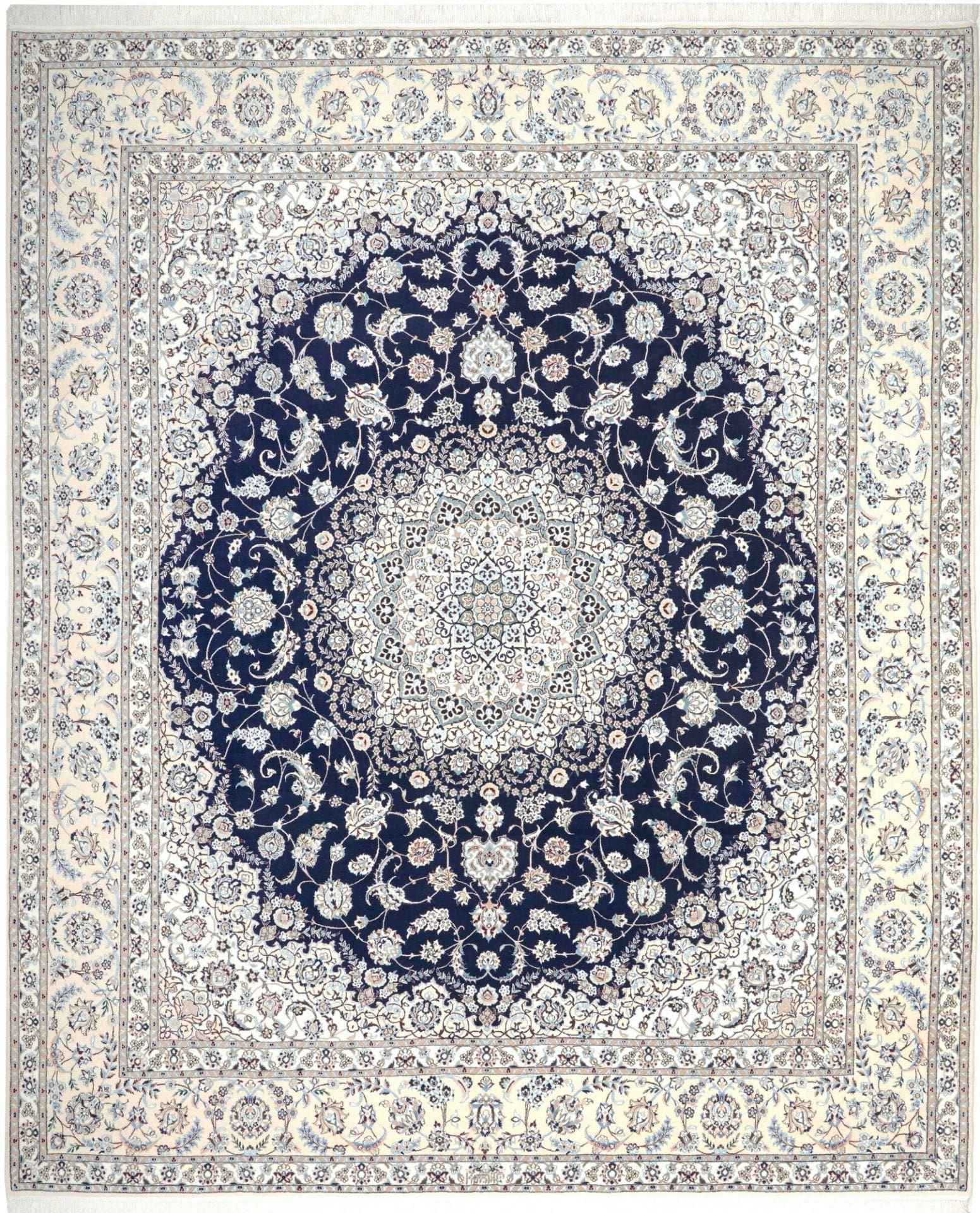 Nain Teppich 255 x 308cm, florales Design, handgeknüpft, Perserteppich