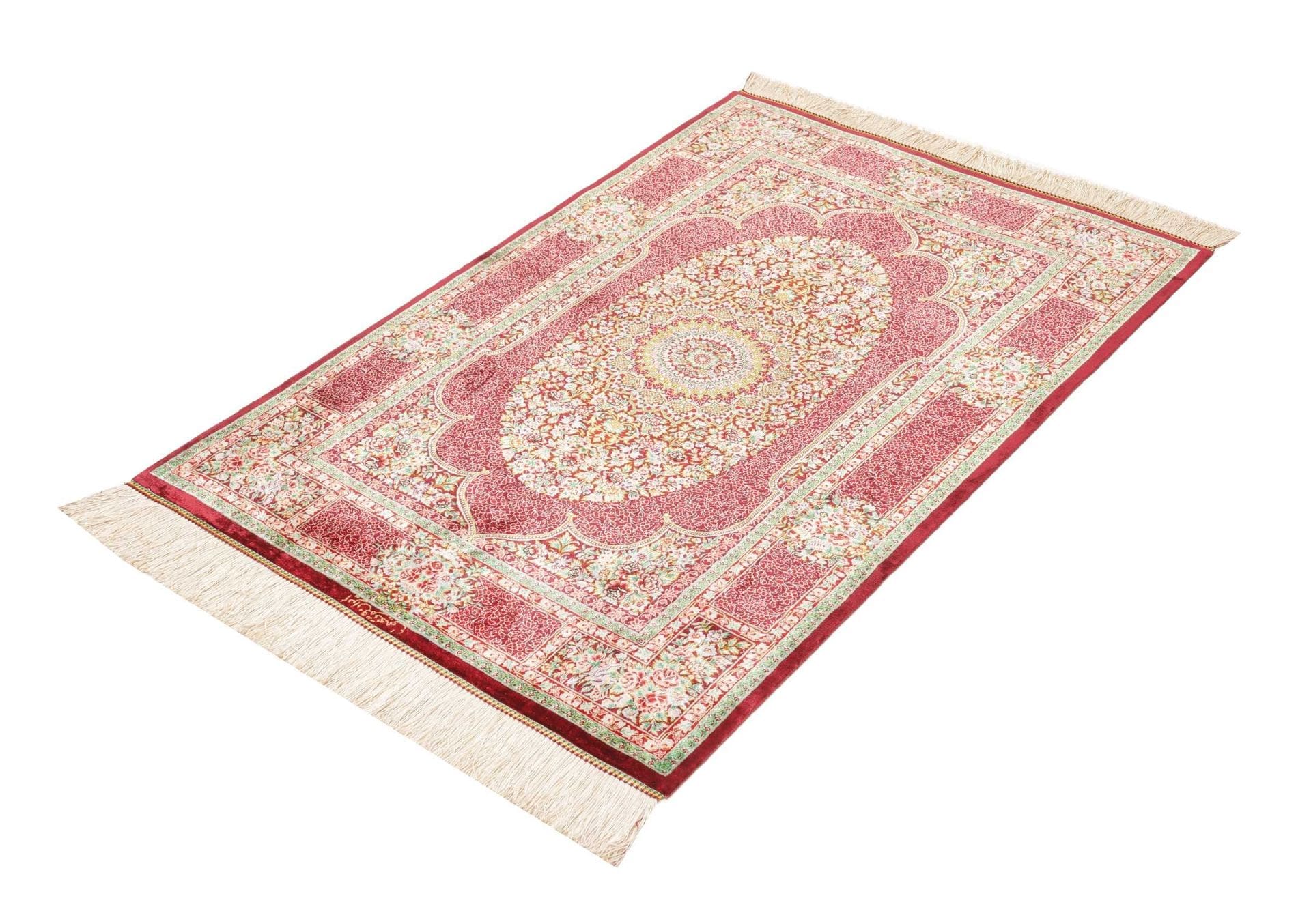 Ghom Teppich 84 x 118cm, Seide, handgeknüpft, Perserteppich