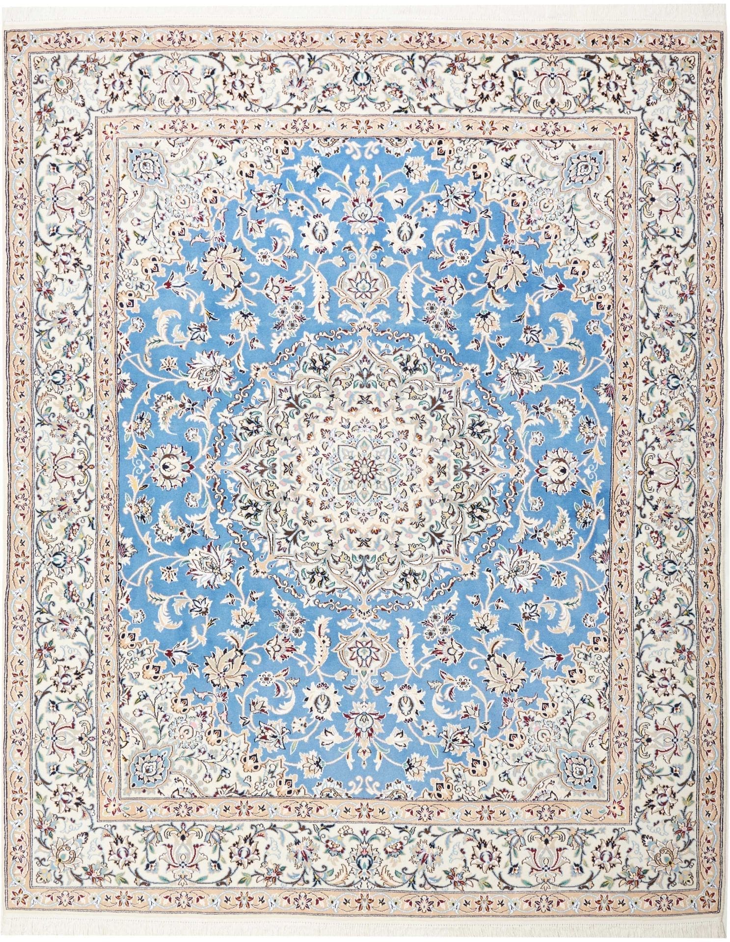 Nain Teppich 206 x 257cm, florale Muster, handgeknüpft, Perserteppich