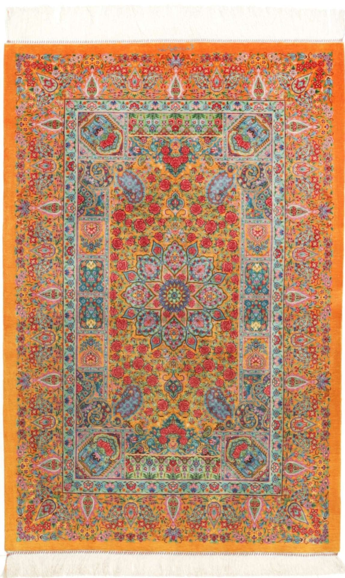 Ghom Teppich 84 x 121 cm – Edler Seidenteppich, handgeknüpft