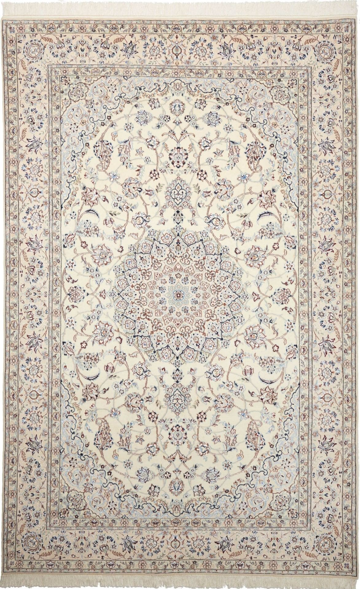 Nain Teppich 213 x 332cm, florales Muster, handgeknüpft, Perserteppich