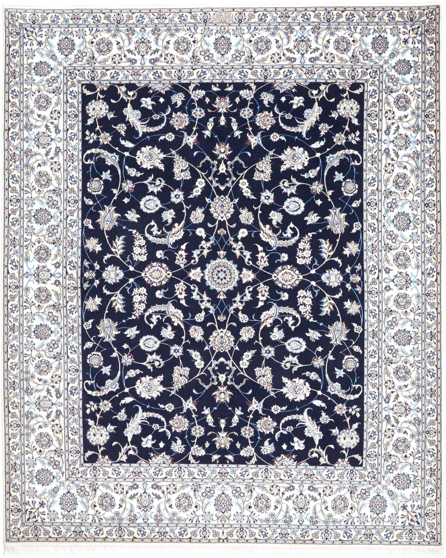 Nain Teppich 209 x 252cm, florale Muster, Schurwolle, handgeknüpft