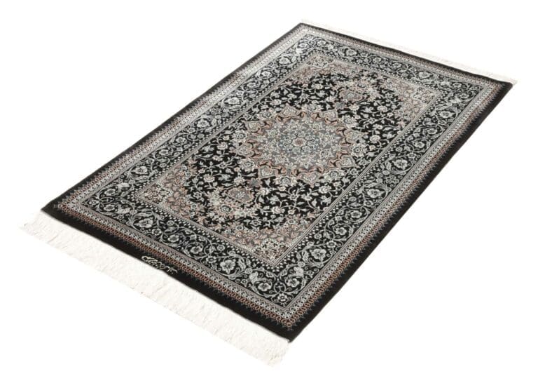 Ghom Teppich 83 x 121cm, Seide, florale Muster, handgeknüpft