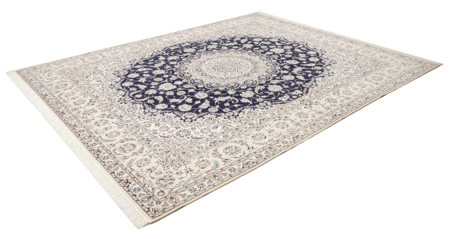 Nain Teppich 255 x 308cm, florales Design, handgeknüpft, Perserteppich