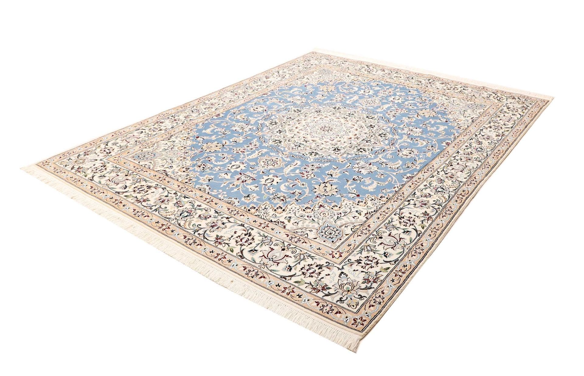Nain Teppich 206 x 257cm, florale Muster, handgeknüpft, Perserteppich