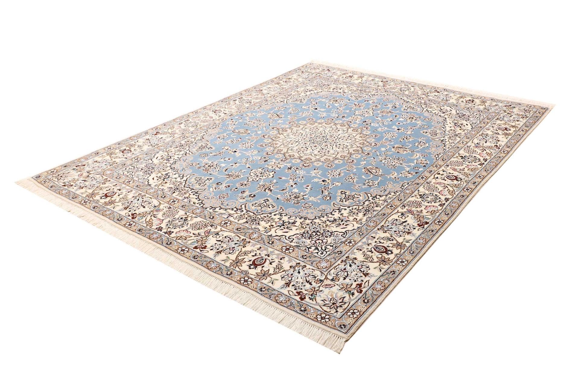 Exklusiver Nain Teppich 200 x 245cm, florale Muster, handgeknüpft