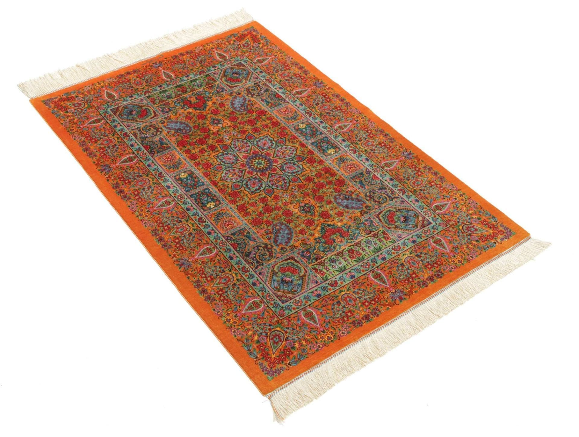 Ghom Teppich 84 x 121 cm – Edler Seidenteppich, handgeknüpft