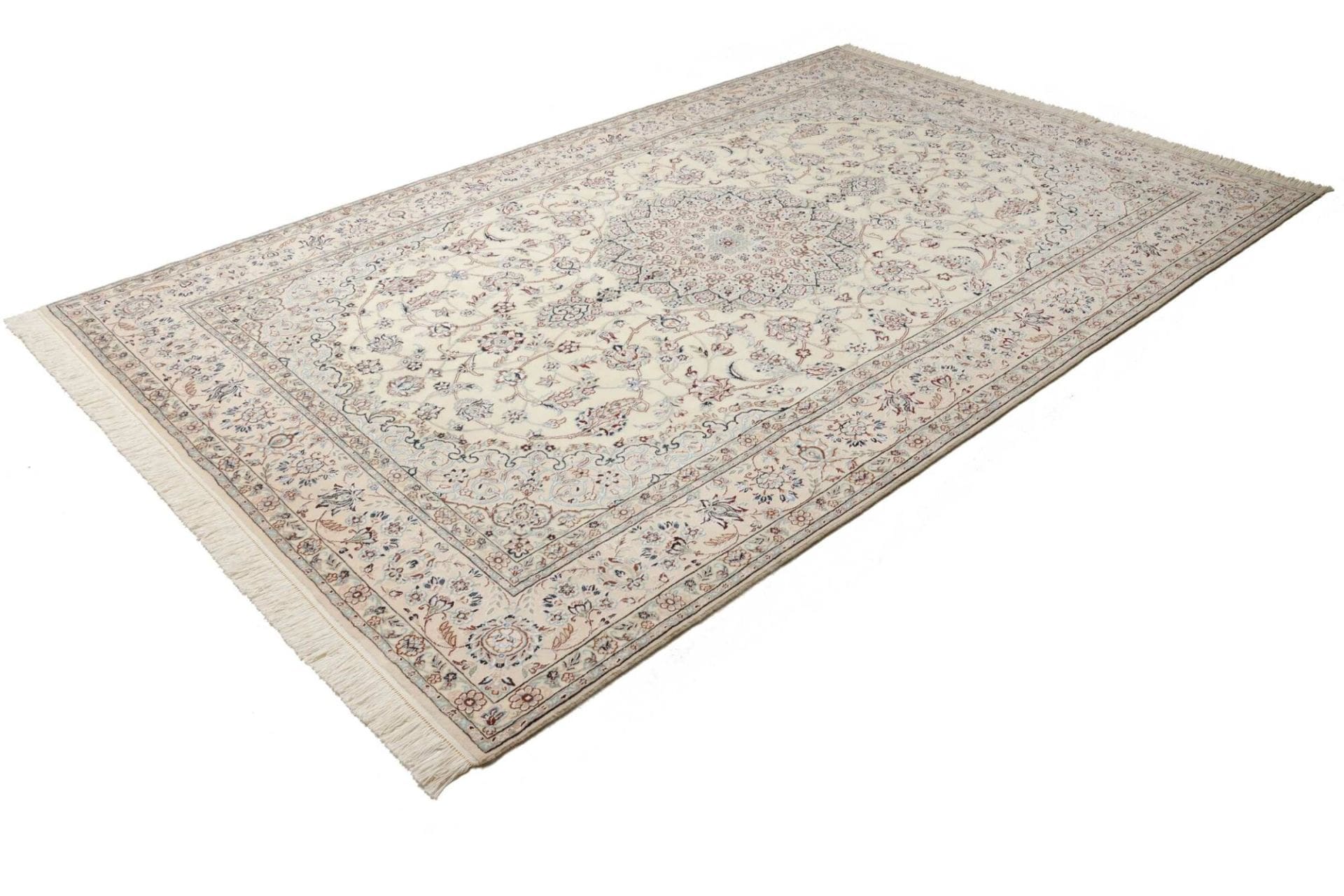 Nain Teppich 213 x 332cm, florales Muster, handgeknüpft, Perserteppich