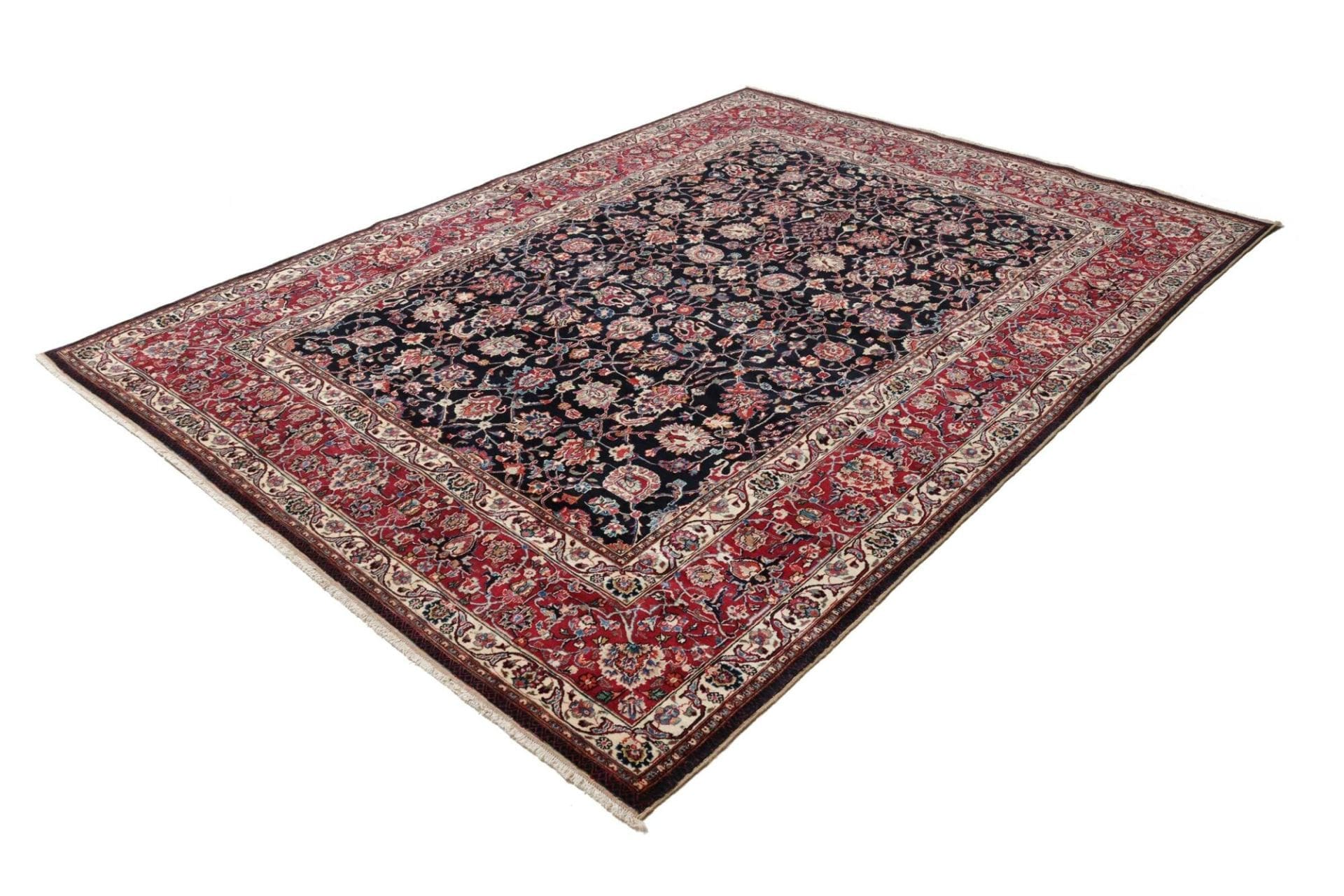 Persischer Mashad Teppich 203 x 273cm, florale Muster, handgeknüpft