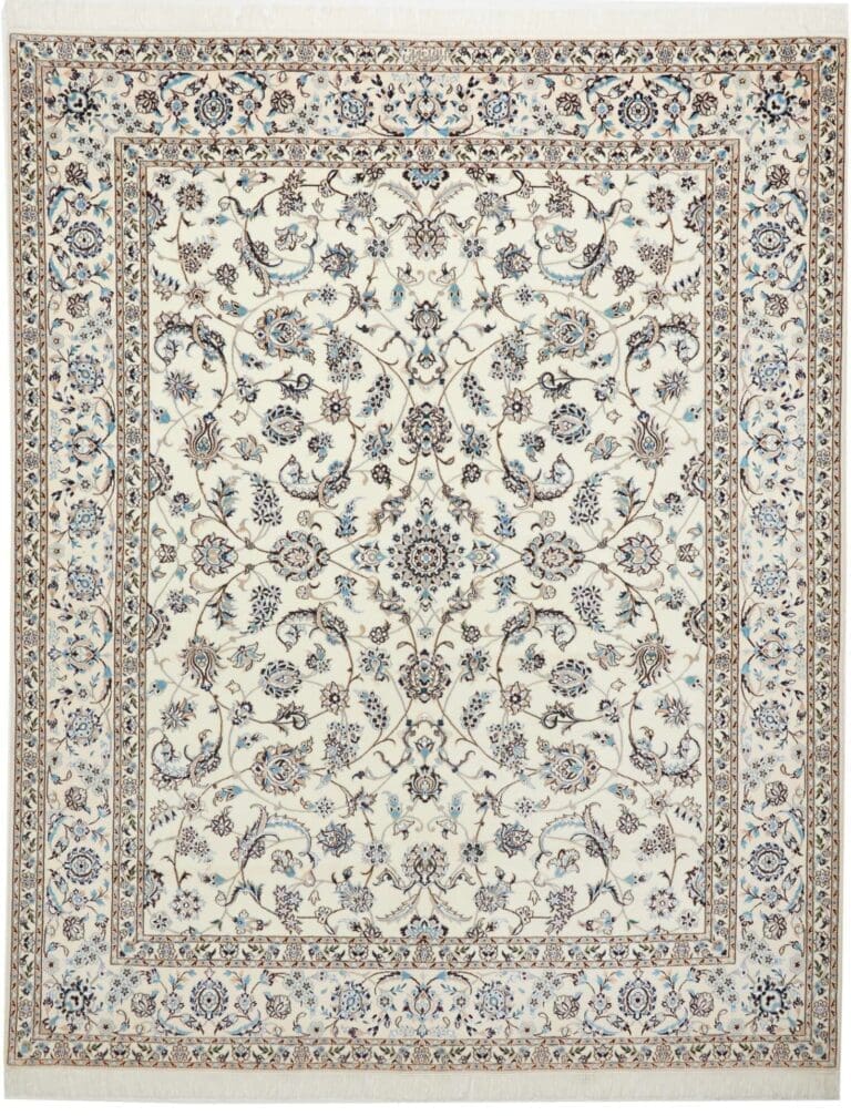 Nain Teppich 200 x 250 cm, florale Muster, handgeknüpft, Perserteppich