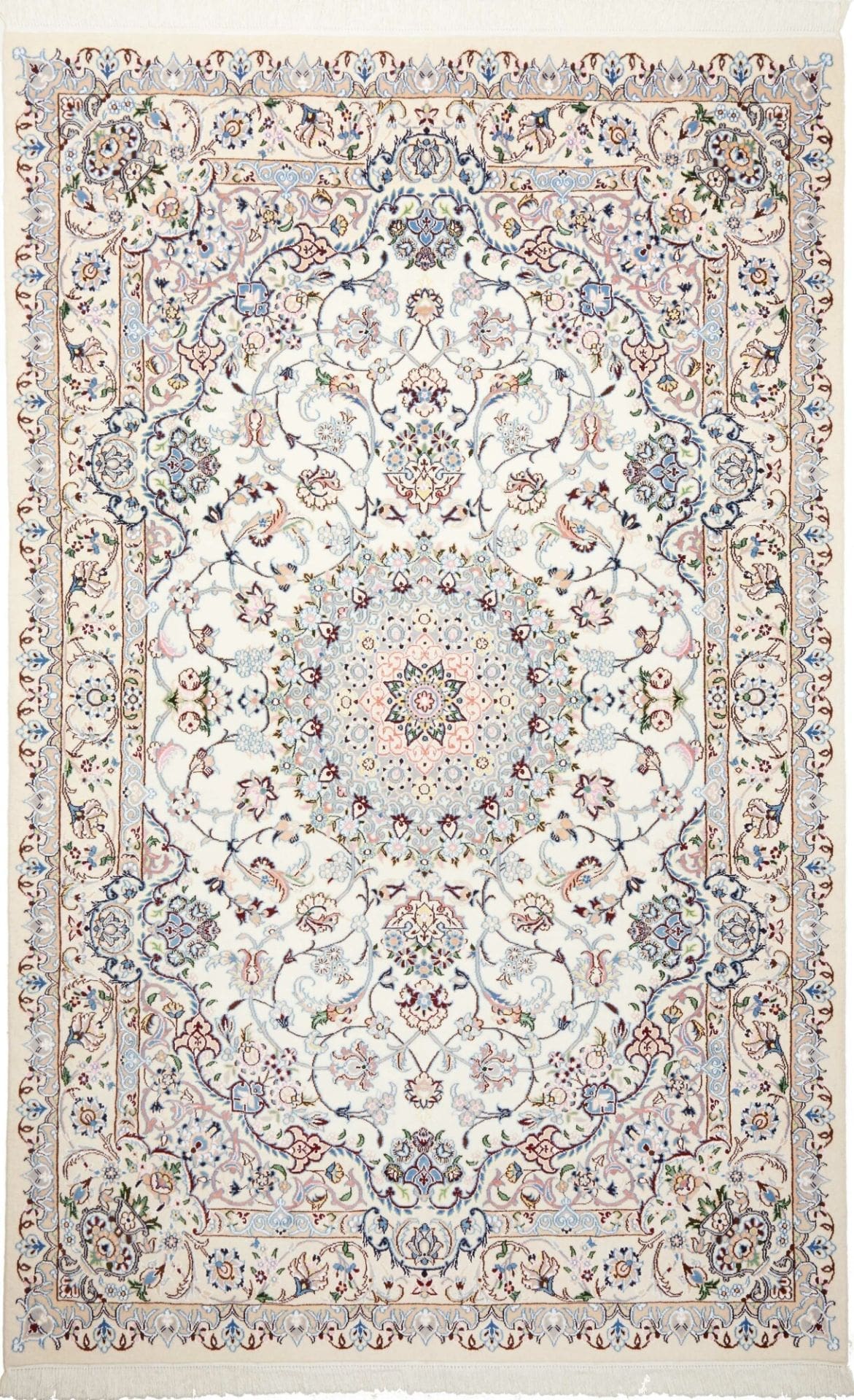 Nain Teppich 163 x 296 cm, florales Muster, handgeknüpft, Perserteppich