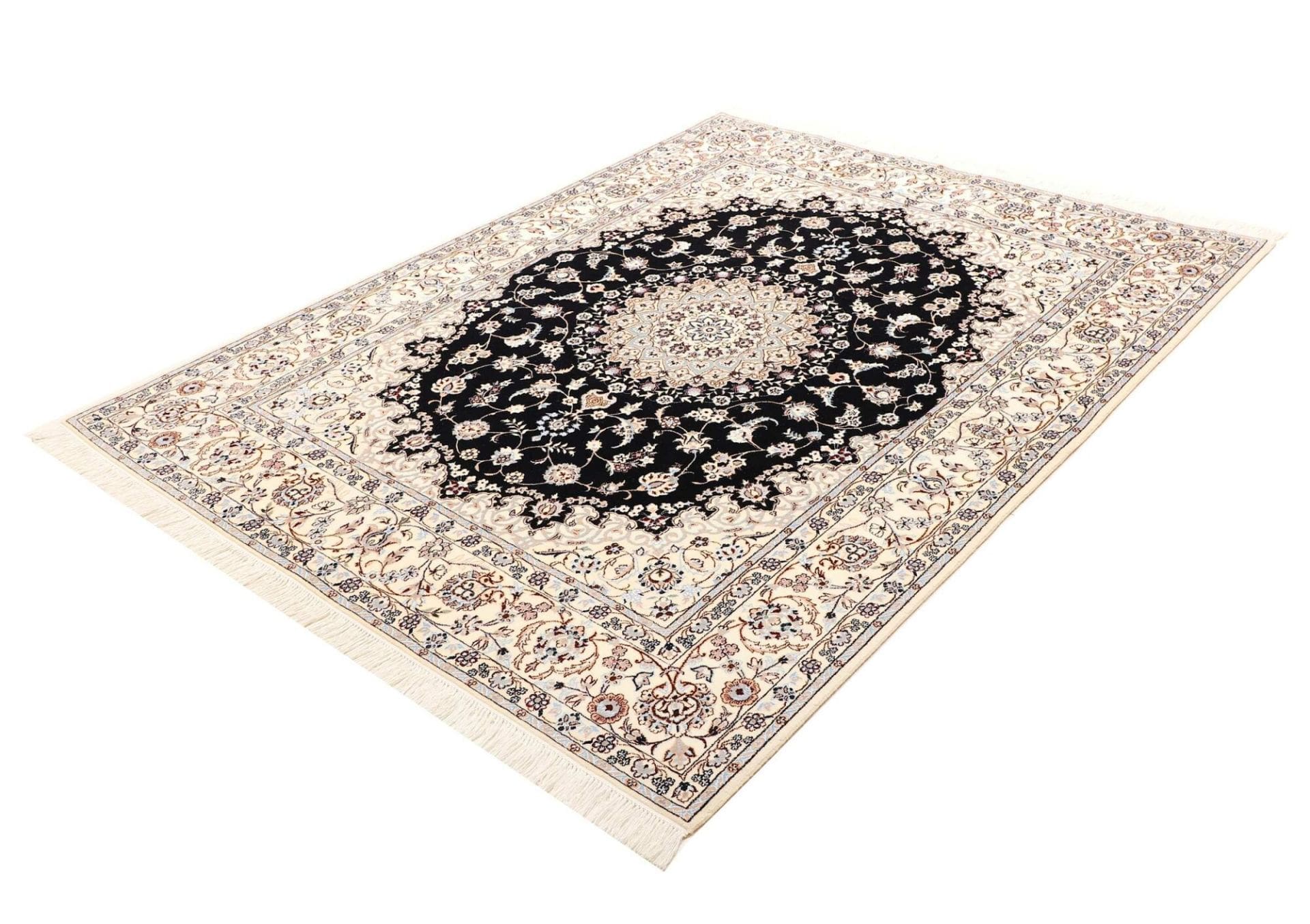 Nain Teppich 163 x 202 cm, florales Design, handgeknüpft, Perserteppich