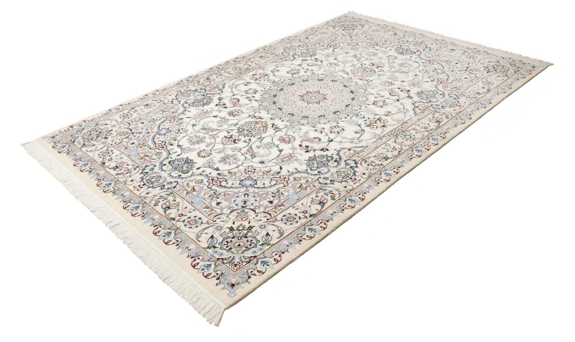 Nain Teppich 163 x 296 cm, florales Muster, handgeknüpft, Perserteppich