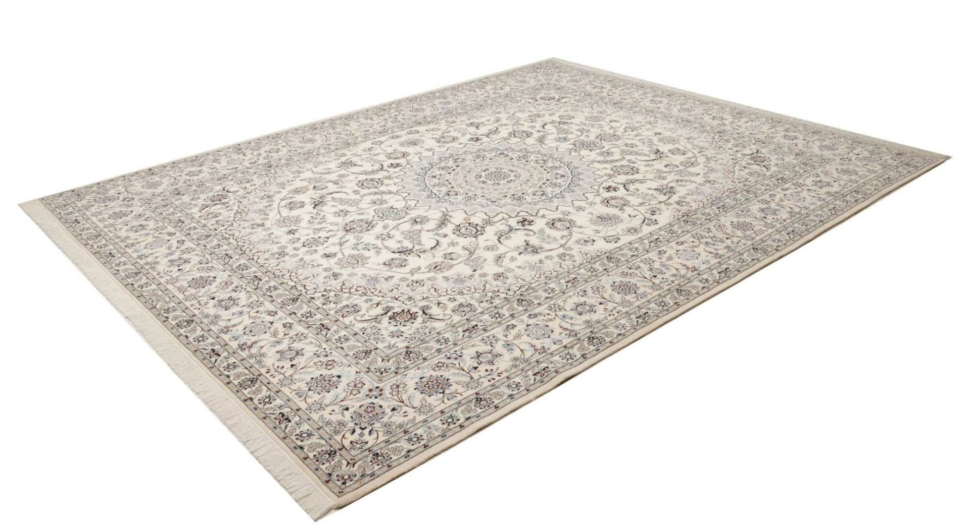 Exklusiver Nain Teppich 254 x 311cm, florale Muster, handgeknüpft