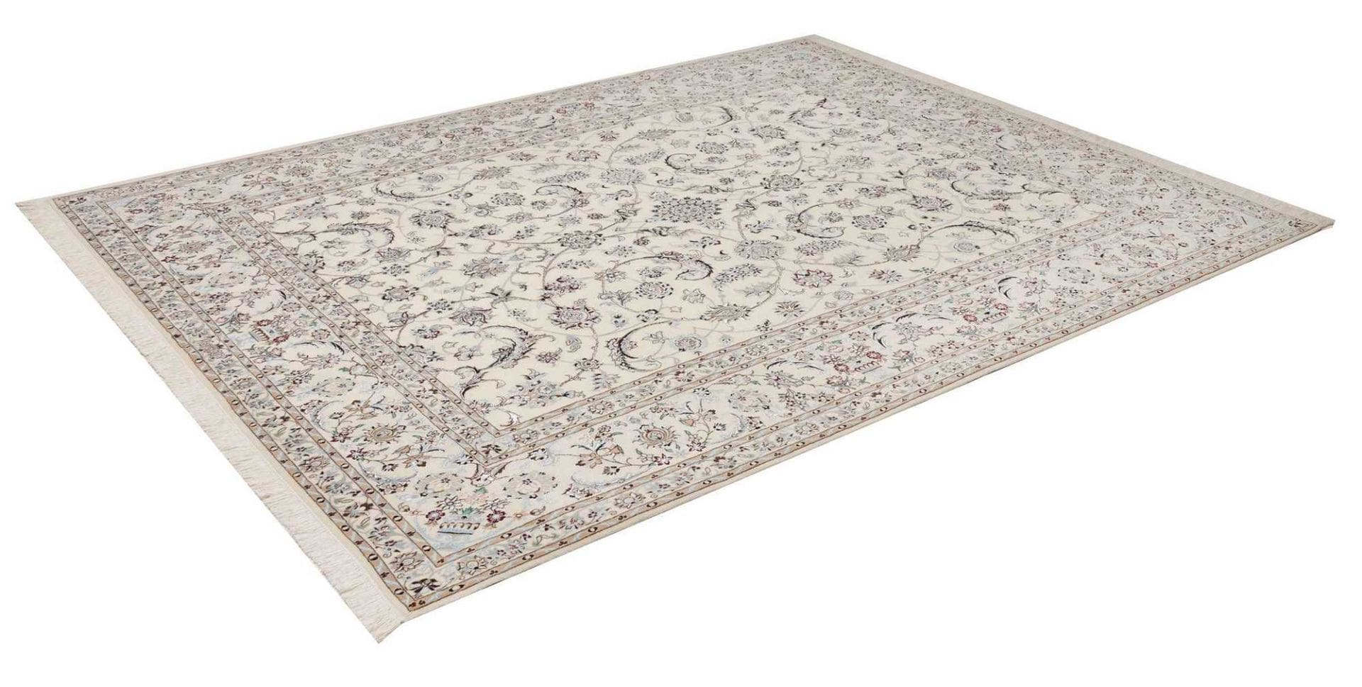 Nain Teppich 203 x 260 cm, florale Muster, handgeknüpft, Perserteppich