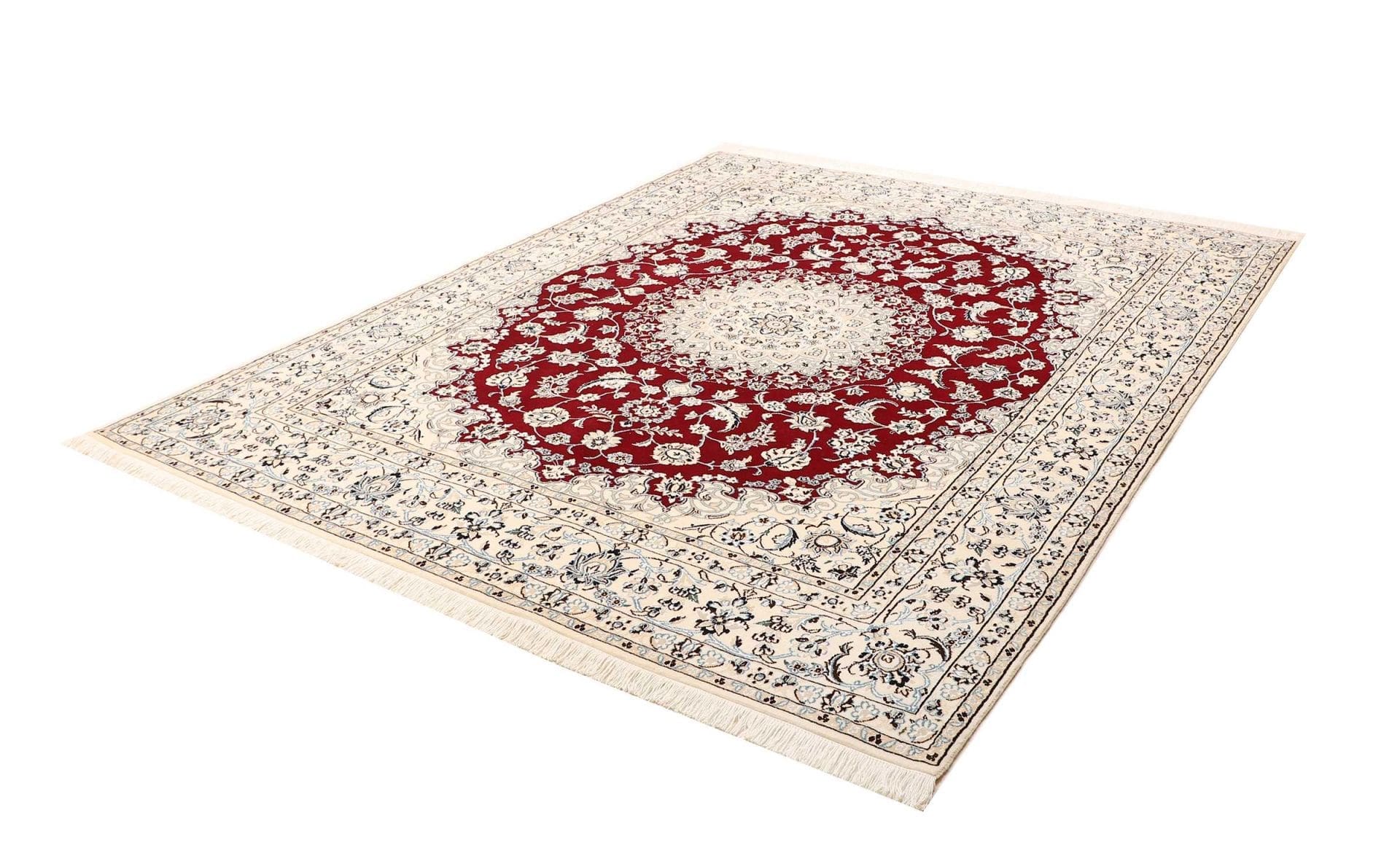 Eleganter Nain Teppich 211 x 262cm, florales Muster, handgeknüpft