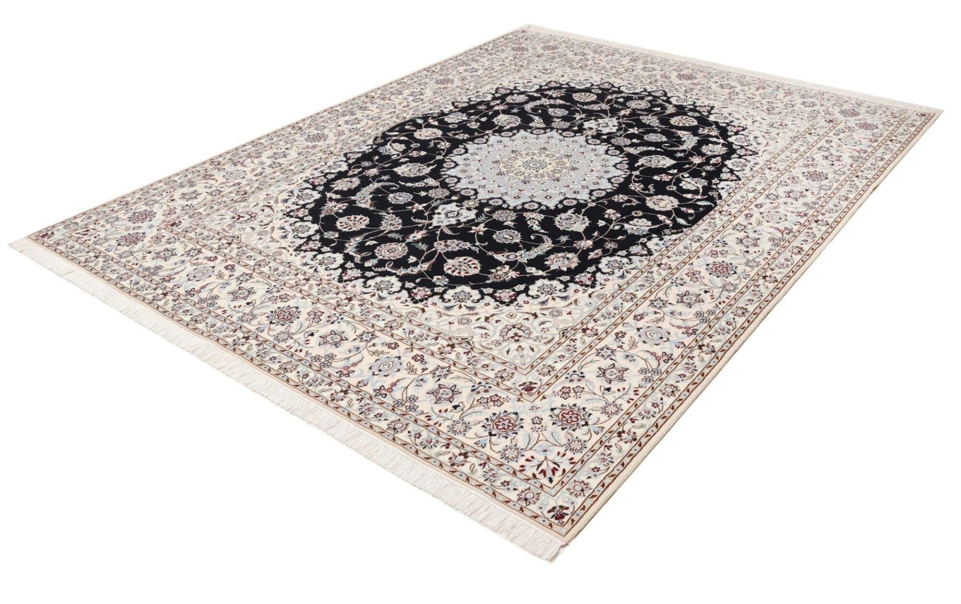 Exklusiver Nain Teppich 209x269 cm, florales Design, handgeknüpft