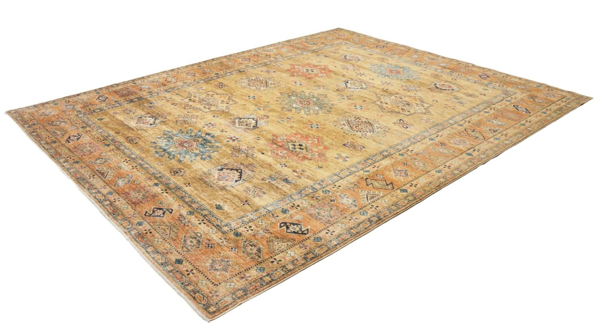 Kazak Teppich 255 x 309 cm, geometrisches Muster, handgeknüpft