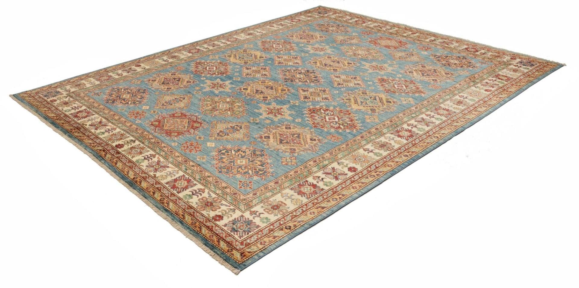 Kazak Orientteppich 249 x 303cm, geometrische Muster, handgeknüpft