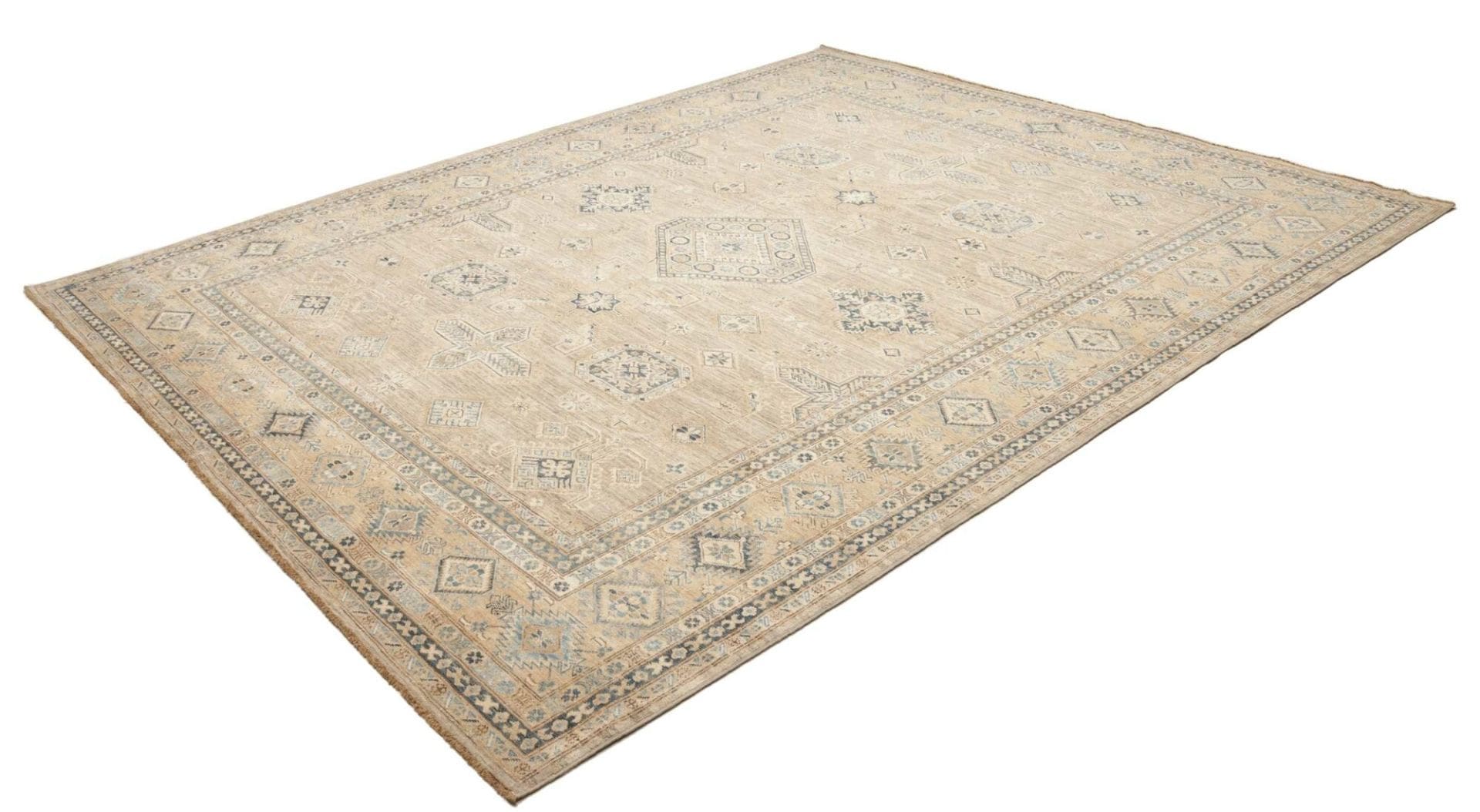 Kazak Teppich 251 x 309 cm, geometrisches Muster, handgeknüpft