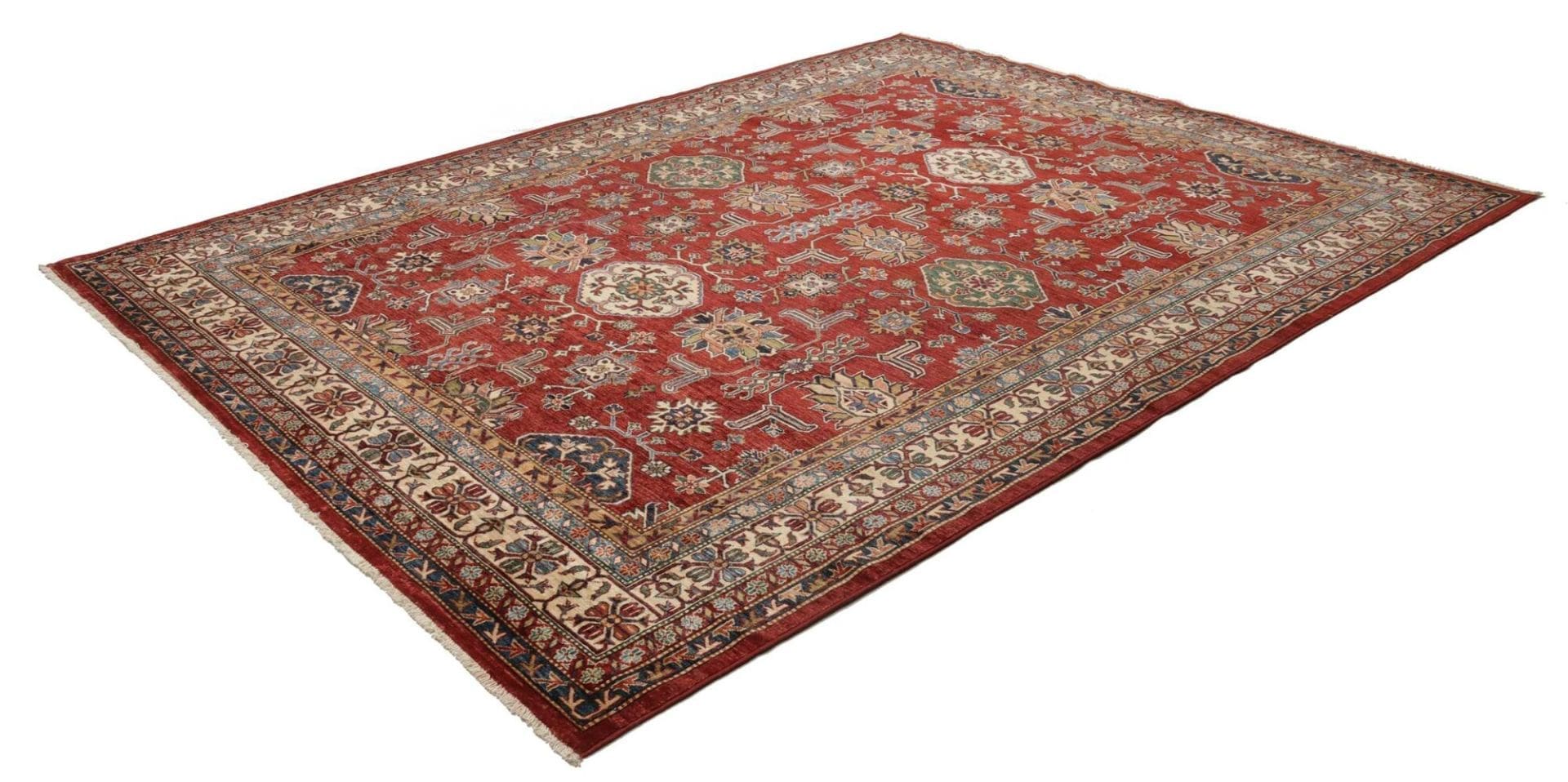 Kazak Teppich 245 x 318cm, geometrisch, Schurwolle, handgeknüpft