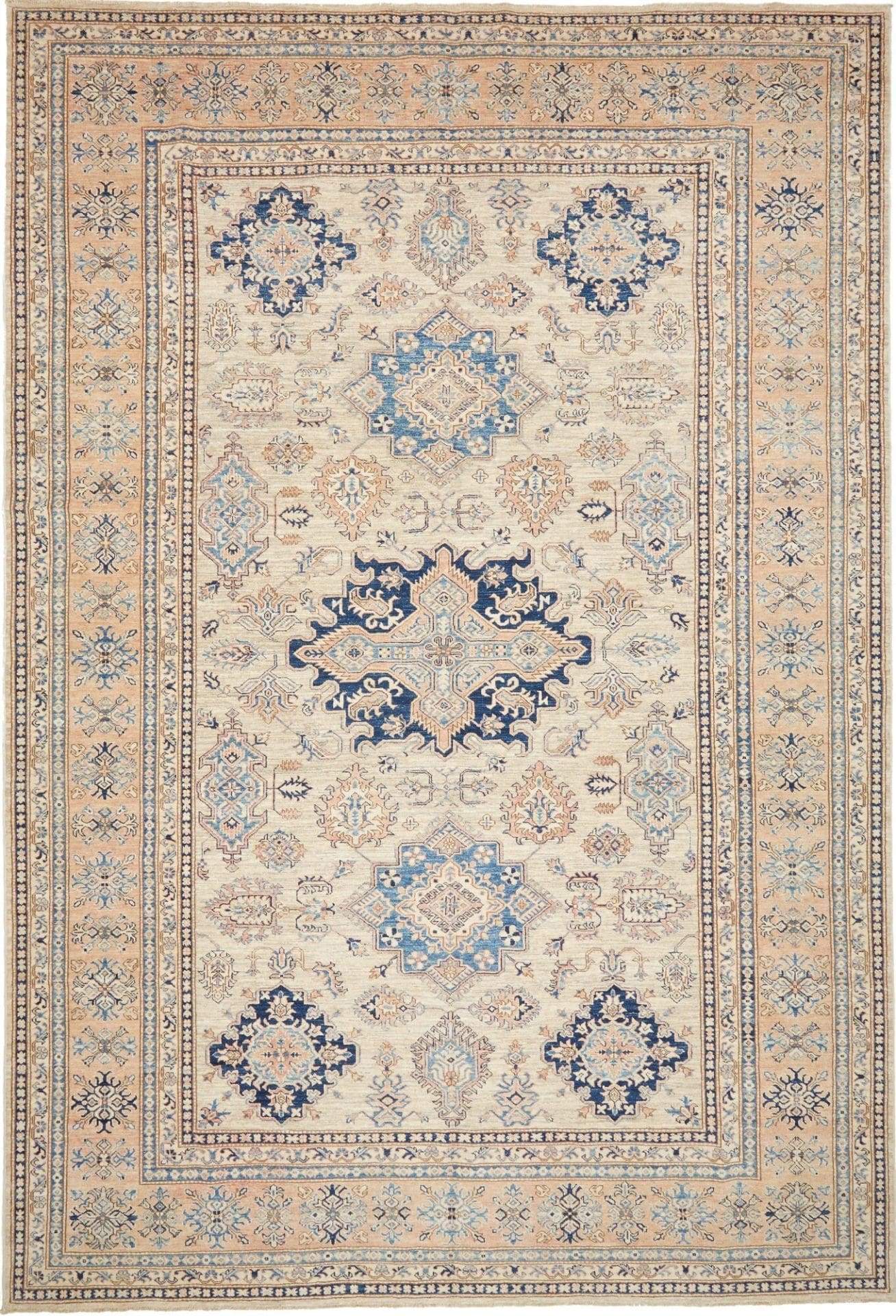 Kazak Teppich 274 x 396cm, geometrisches Muster, handgeknüpft