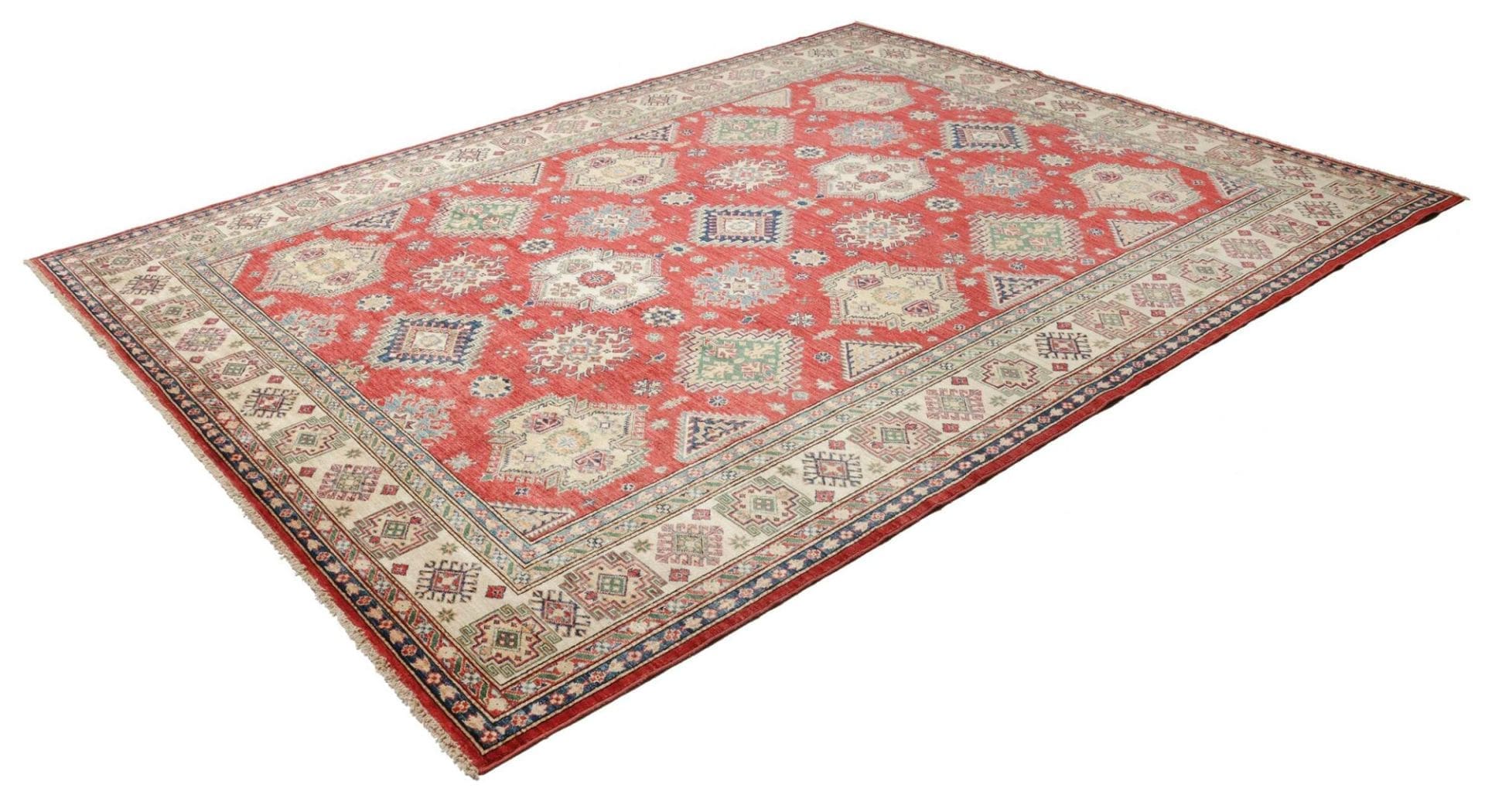 Kazak Teppich 250 x 325 cm, geometrisches Muster, handgeknüpft