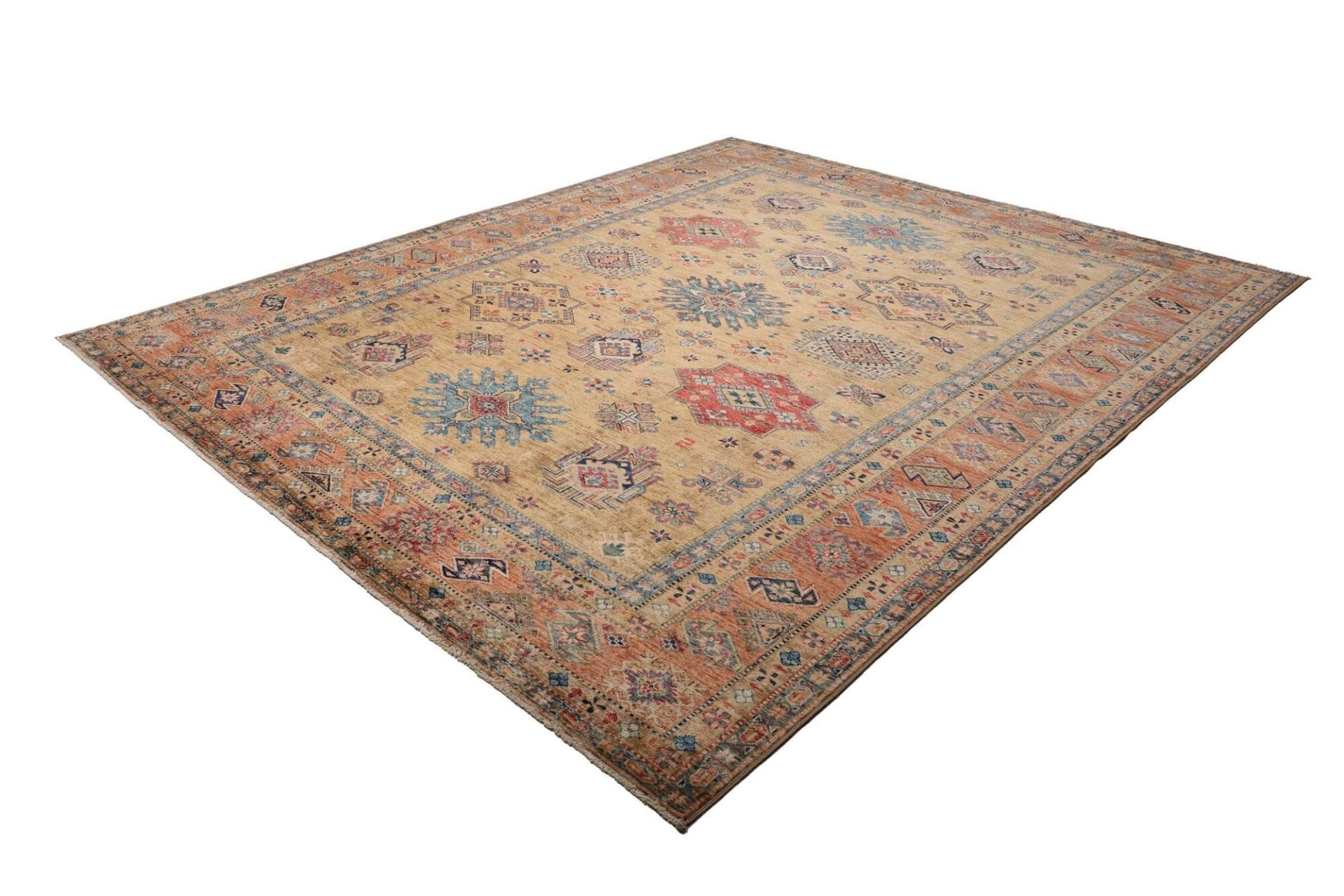 Kazak Teppich 256 x 307cm, geometrisches Muster, Schurwolle, handgeknüpft