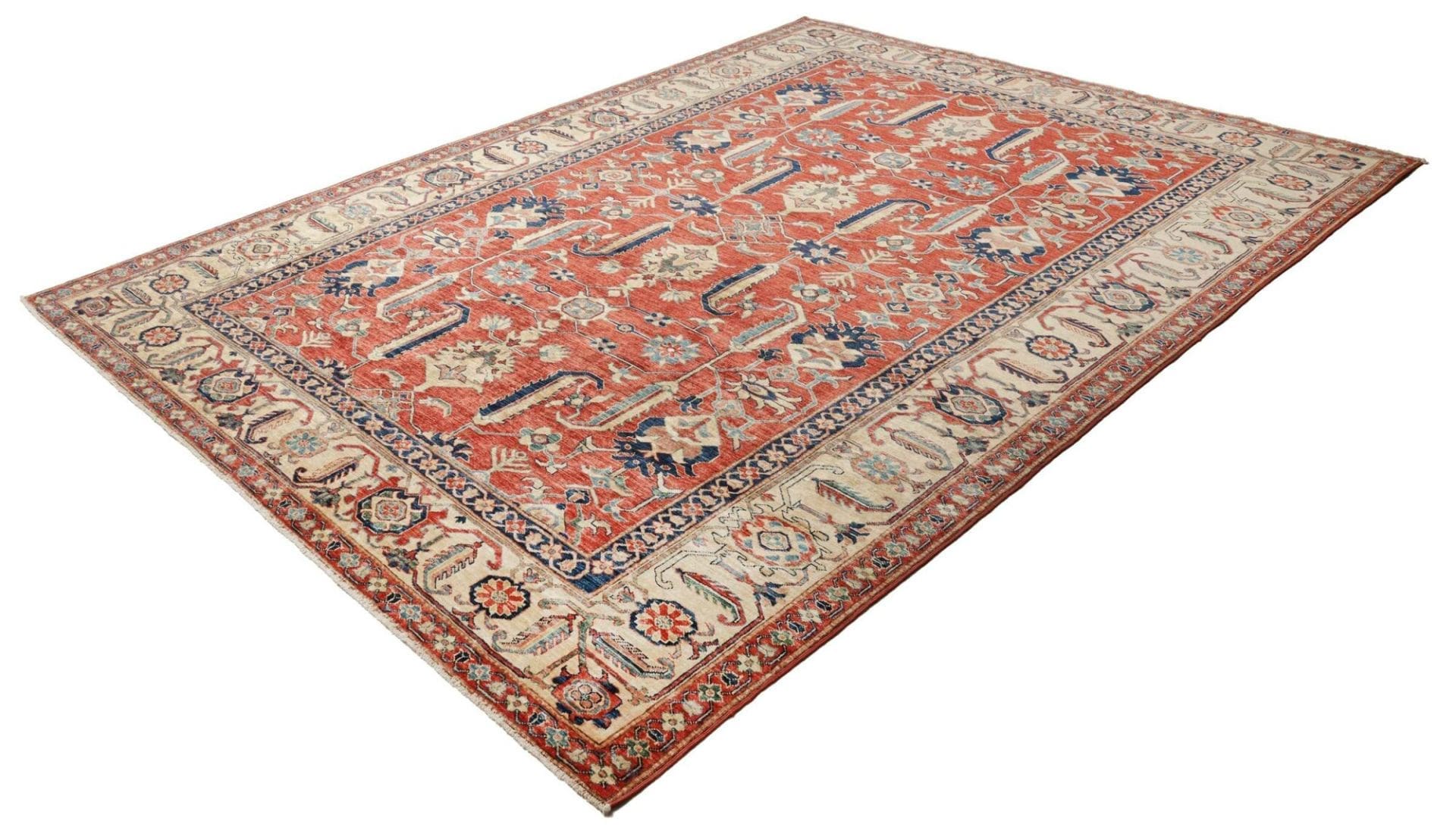 Kazak Teppich 251 x 322cm, geometrisches Muster, handgeknüpft