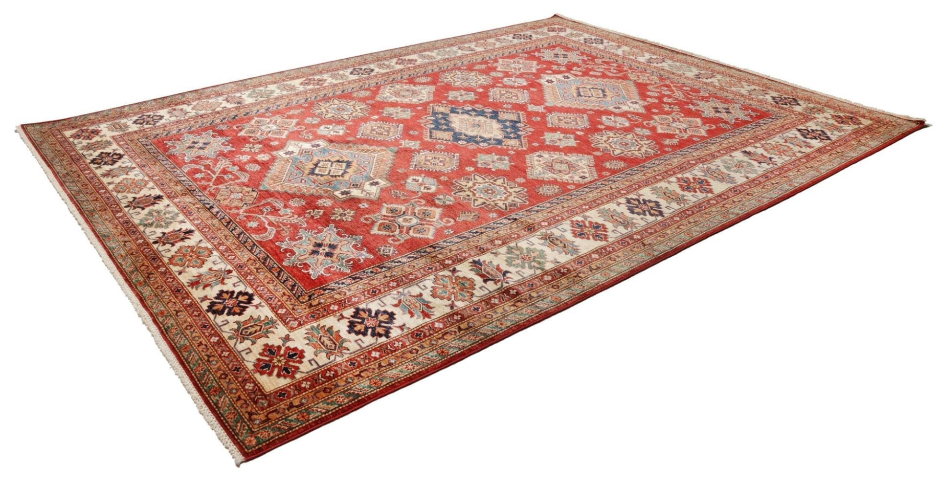 Kazak Teppich 283 x 370cm, geometrische Muster, handgeknüpft