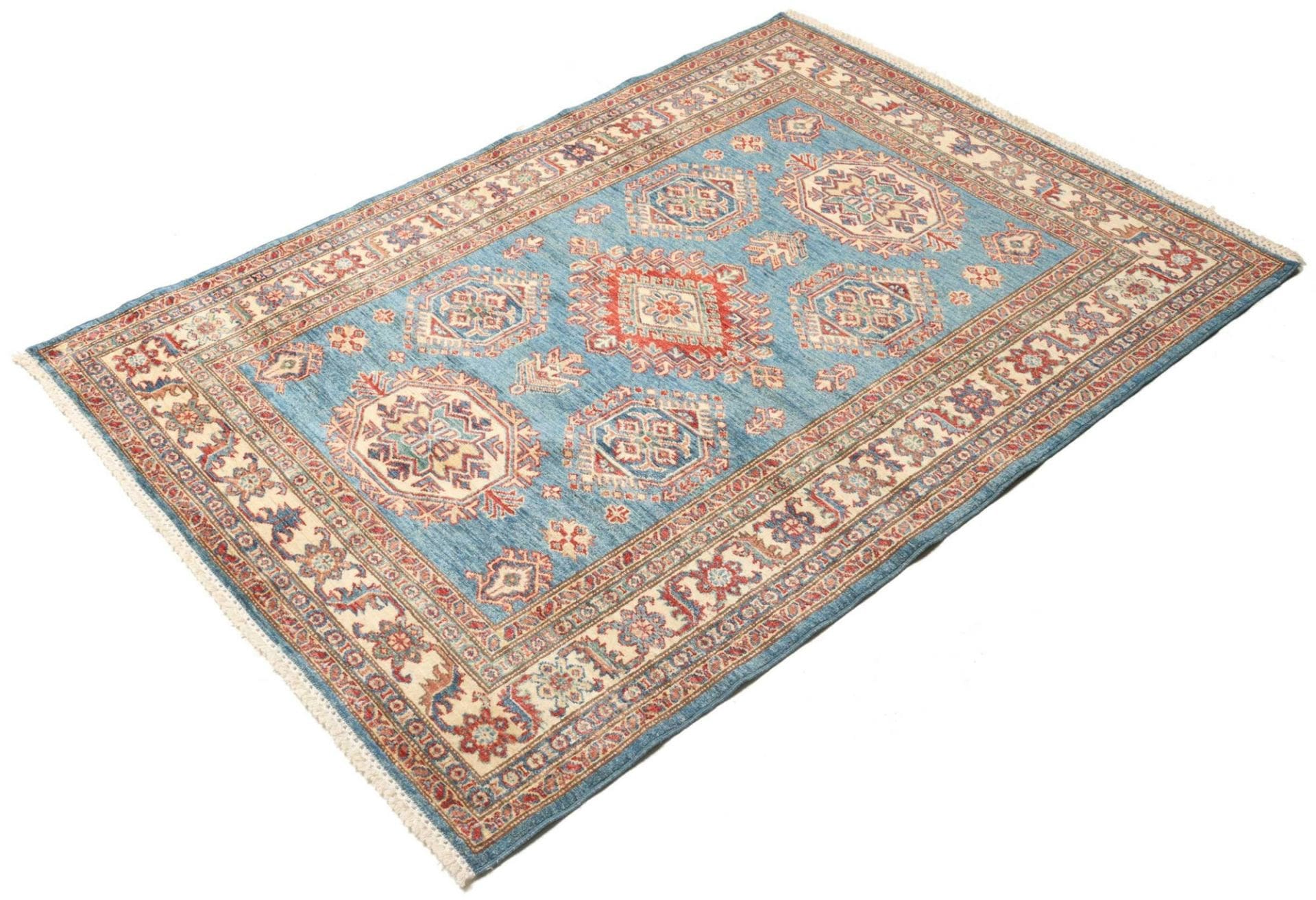 Kazak Orientteppich 124 x 170 cm – geometrisches Muster, handgeknüpft