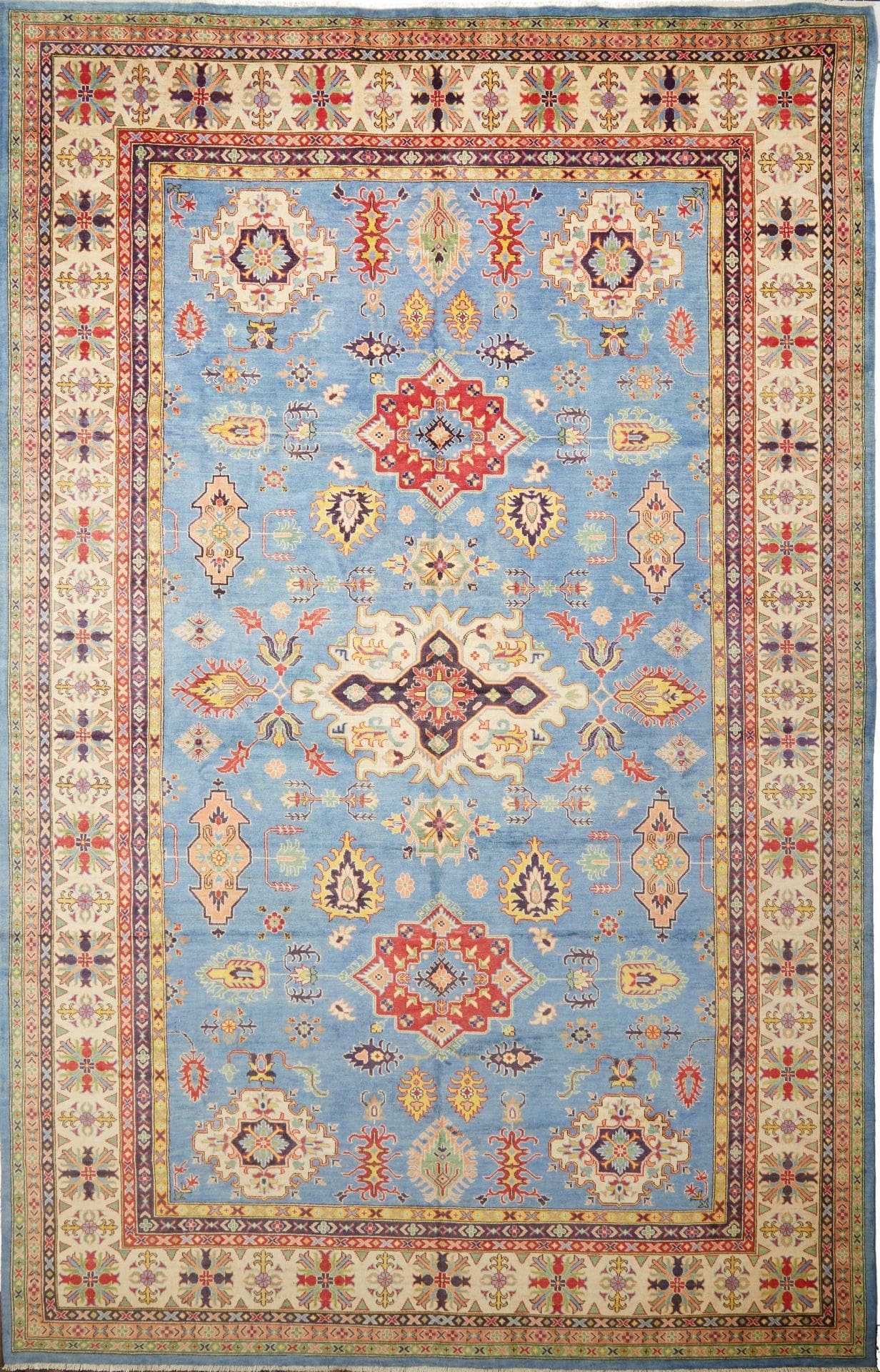 Kazak Teppich 307 x 481cm mit geometrischen Mustern, handgeknüpft
