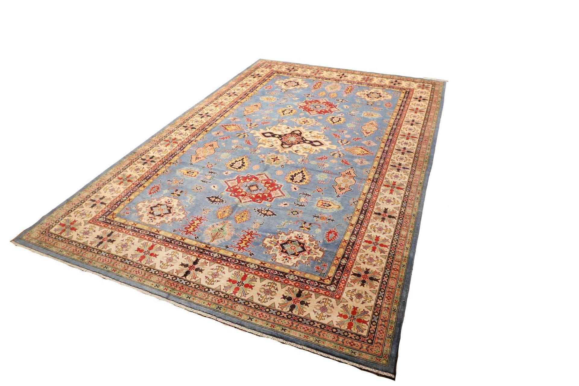 Kazak Teppich 307 x 481cm mit geometrischen Mustern, handgeknüpft
