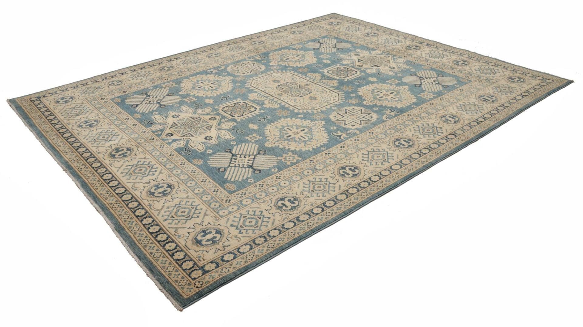 Kazak Orientteppich 244 x 309cm, geometrisches Muster, handgeknüpft