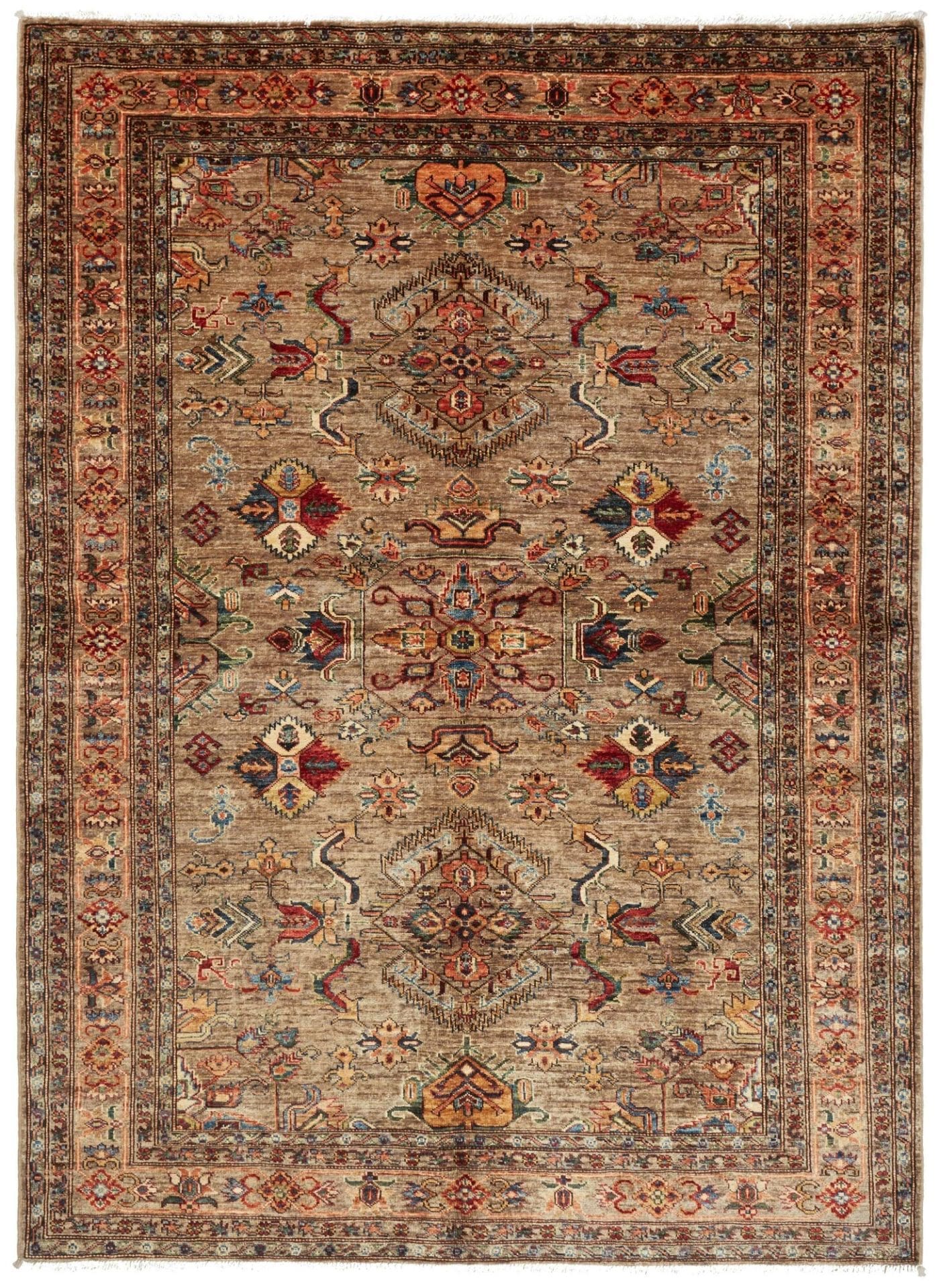 Kazak Teppich 178 x 240cm, geometrisches Muster, handgeknüpft