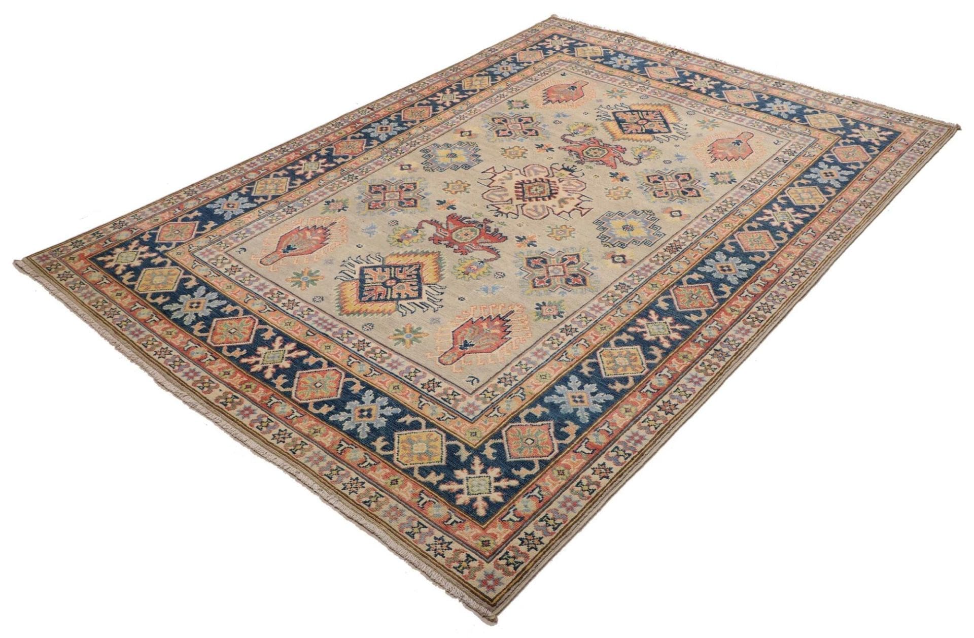 Kazak Orientteppich 178 x 238 cm, geometrisches Muster, handgeknüpft
