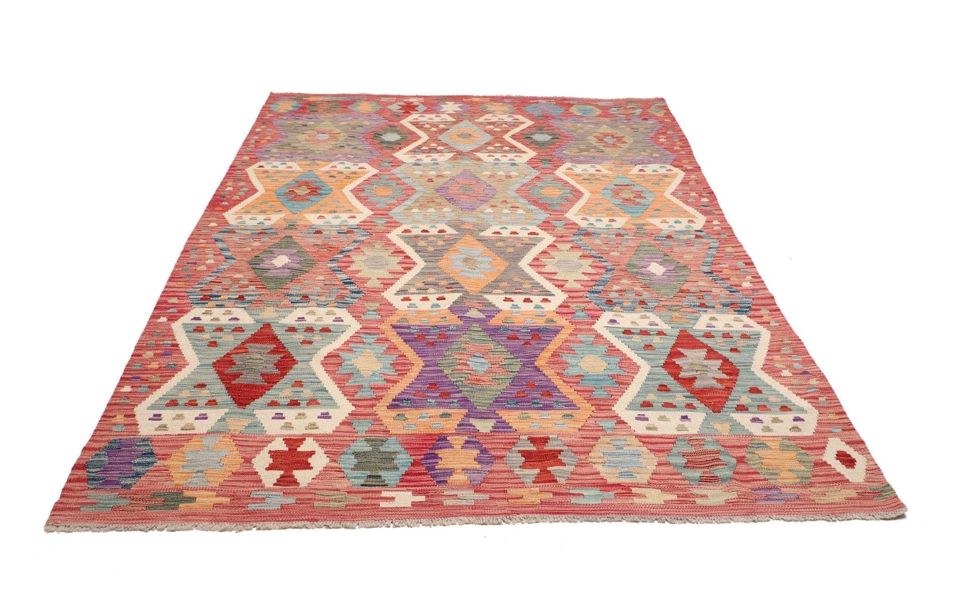 Kelim Teppich 179 x 246 cm, handgewebt, rustikales Design