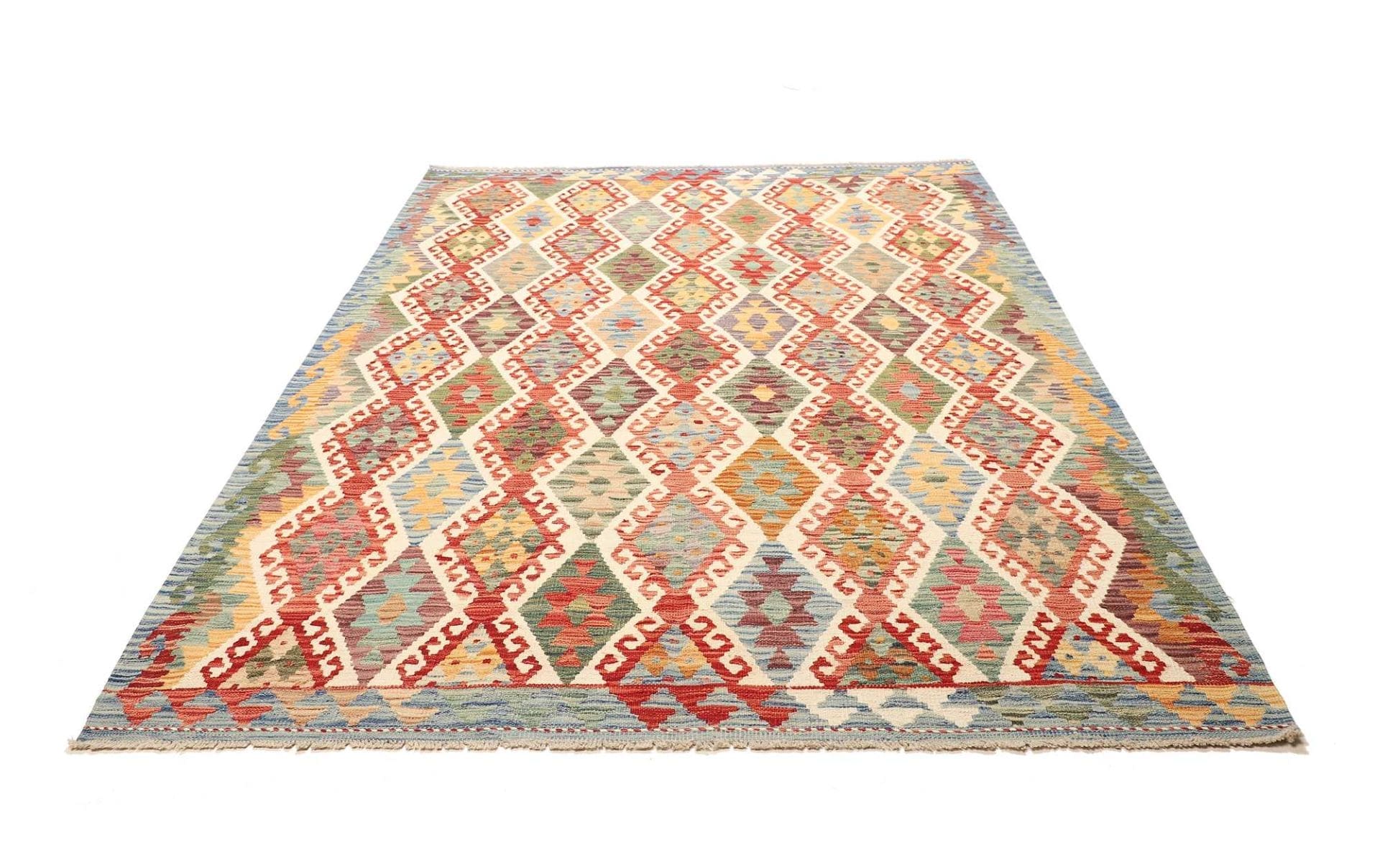 Kelim Teppich 184 x 237cm, Schurwolle, handgewebt, orientalisch