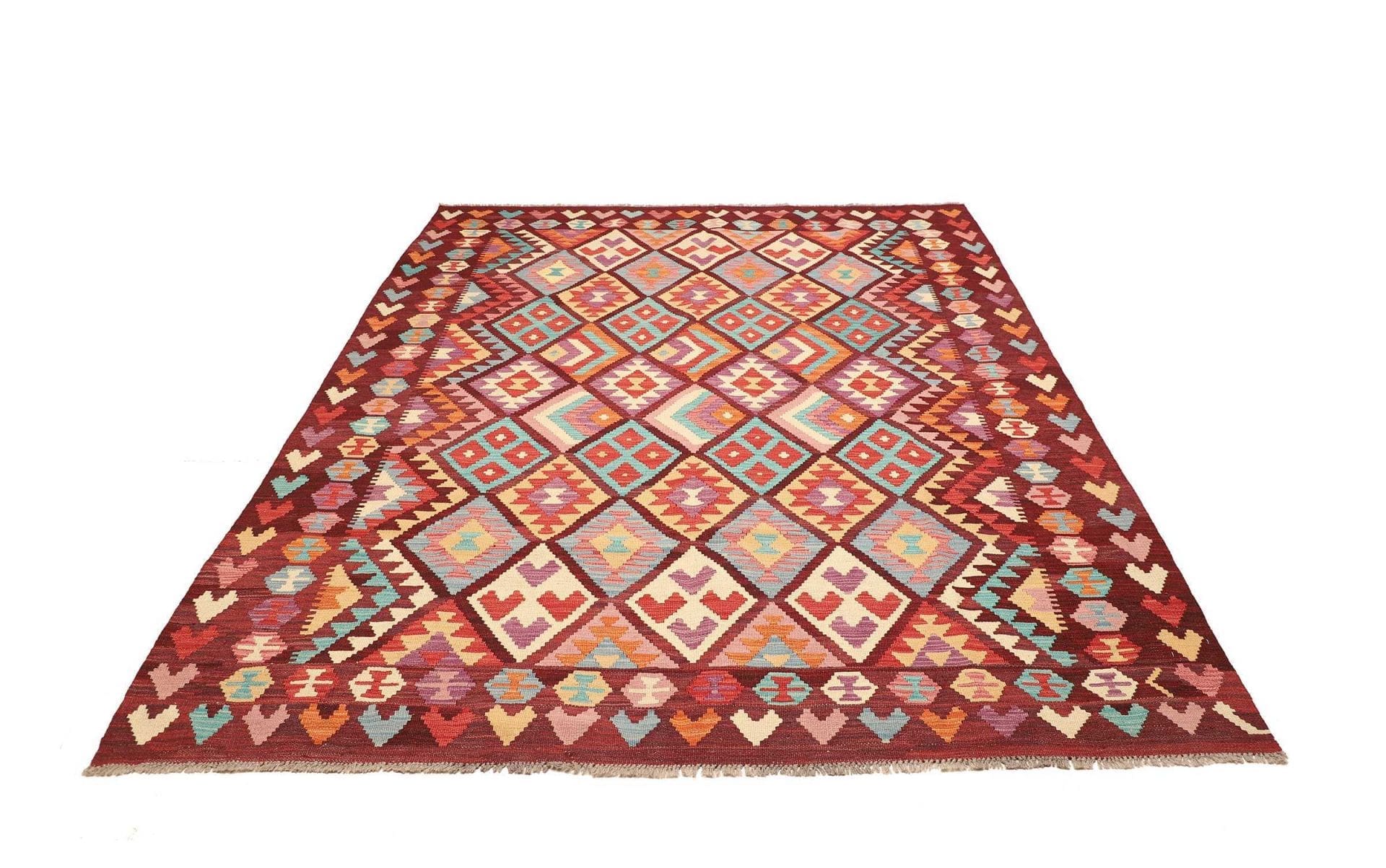 Kelim Teppich 190 x 242cm – Handgewebt, Wolle, rustikales Design