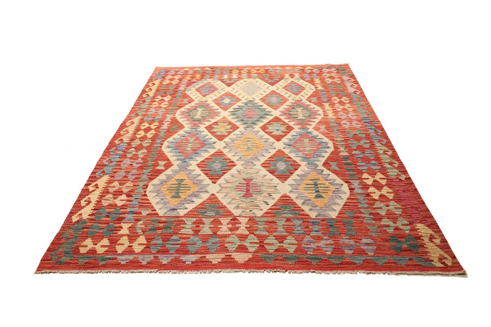 Kelim Teppich 179 x 240 cm, rustikales Design, handgewebt