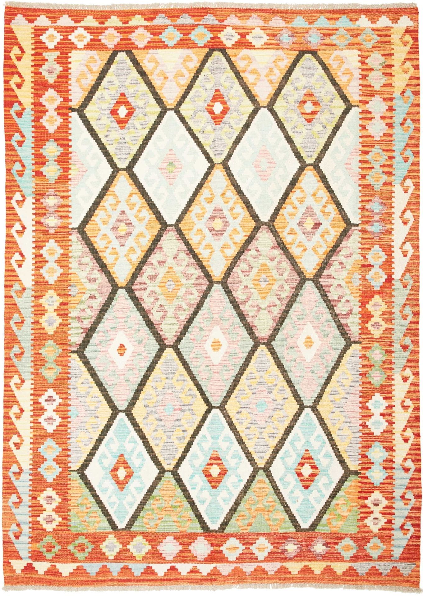 Kelim Teppich 179 x 243 cm, handgewebt, rustikales Flair
