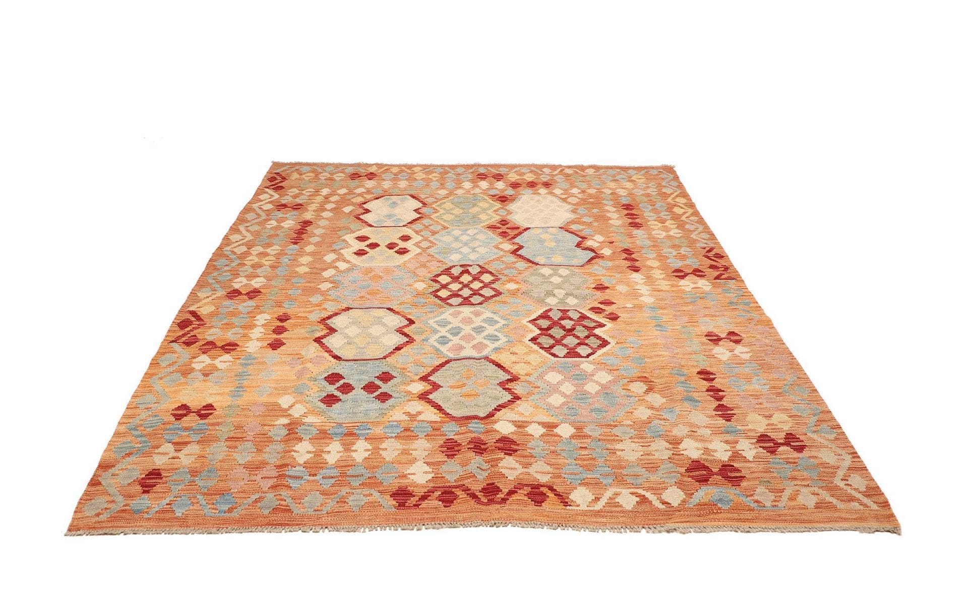 Kelim Teppich 191 x 230 cm, handgewebt, rustikales Design